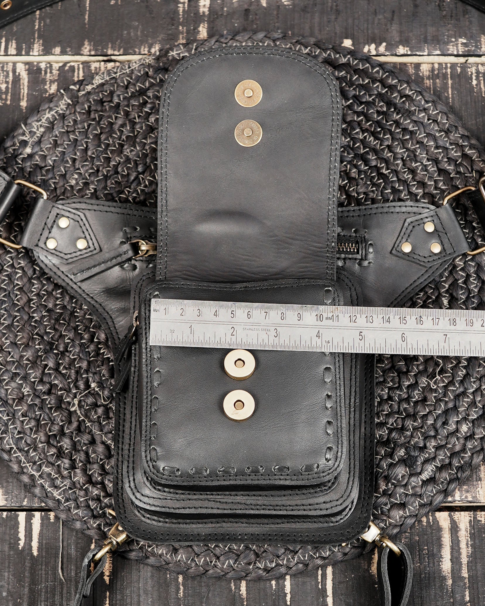 Leather utility thigh belt with durable straps and metal fittings