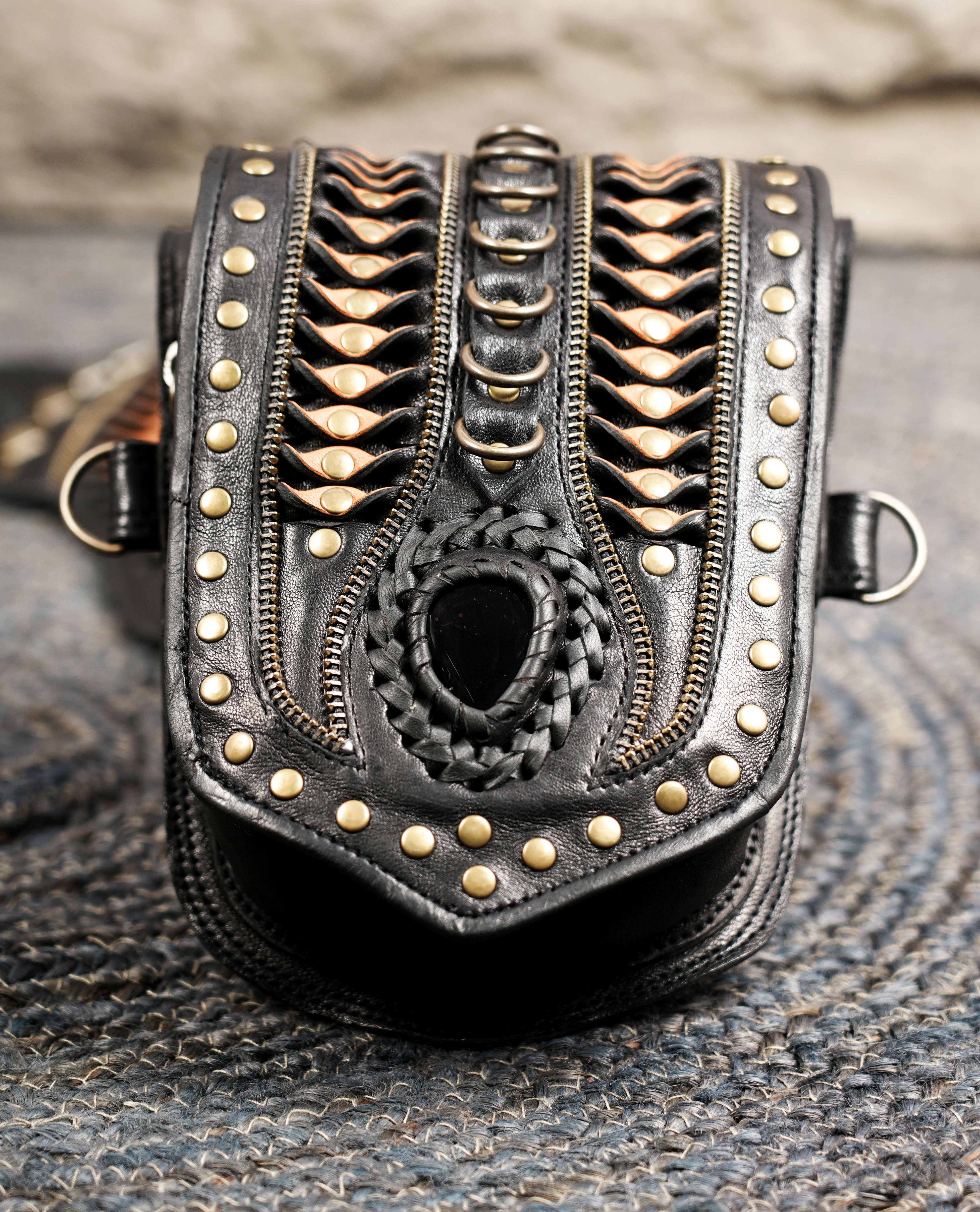 Handmade Black Leather Shoulder Holster with Dual Utility Pouches || Steampunk Black Leather Shoulder Holster with Dual Pockets (LT/AB/HLS/6053)