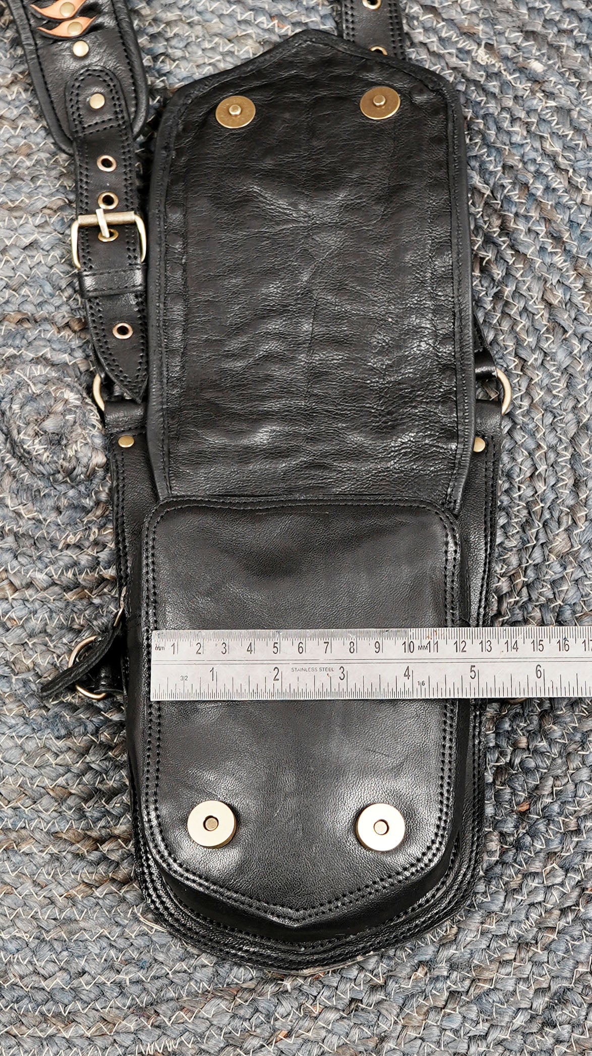 Handmade Black Leather Shoulder Holster with Dual Utility Pouches || Steampunk Black Leather Shoulder Holster with Dual Pockets (LT/AB/HLS/6053)