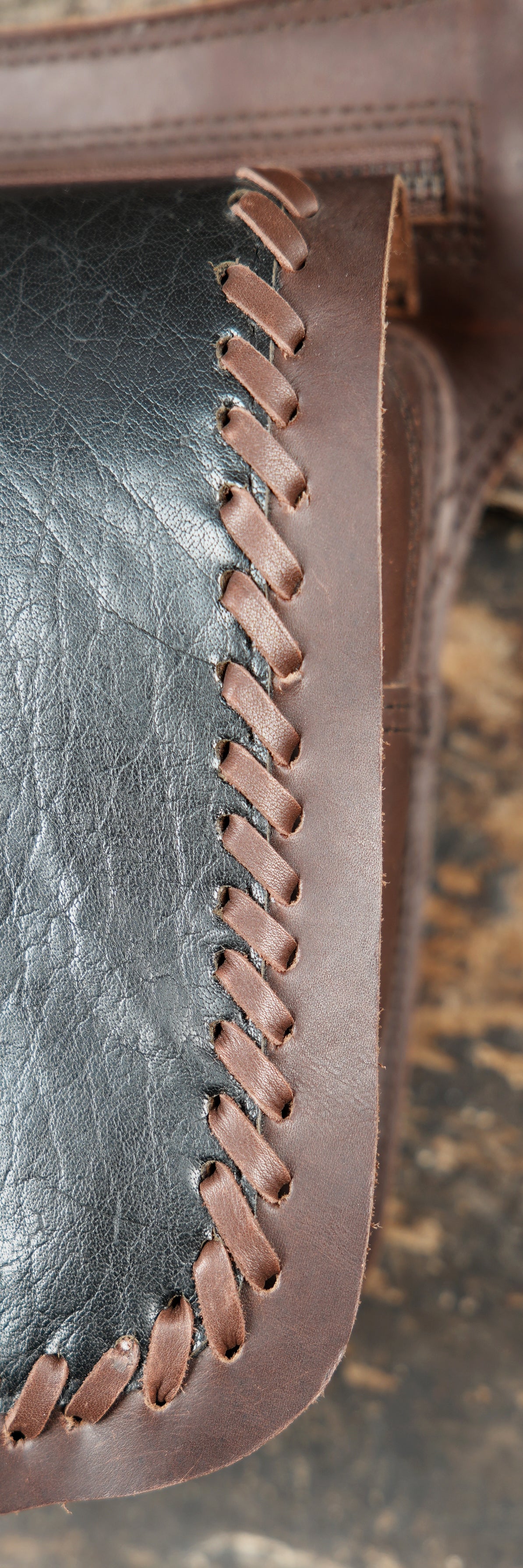 Brown leather hip bag and utility belt for hands-free travel