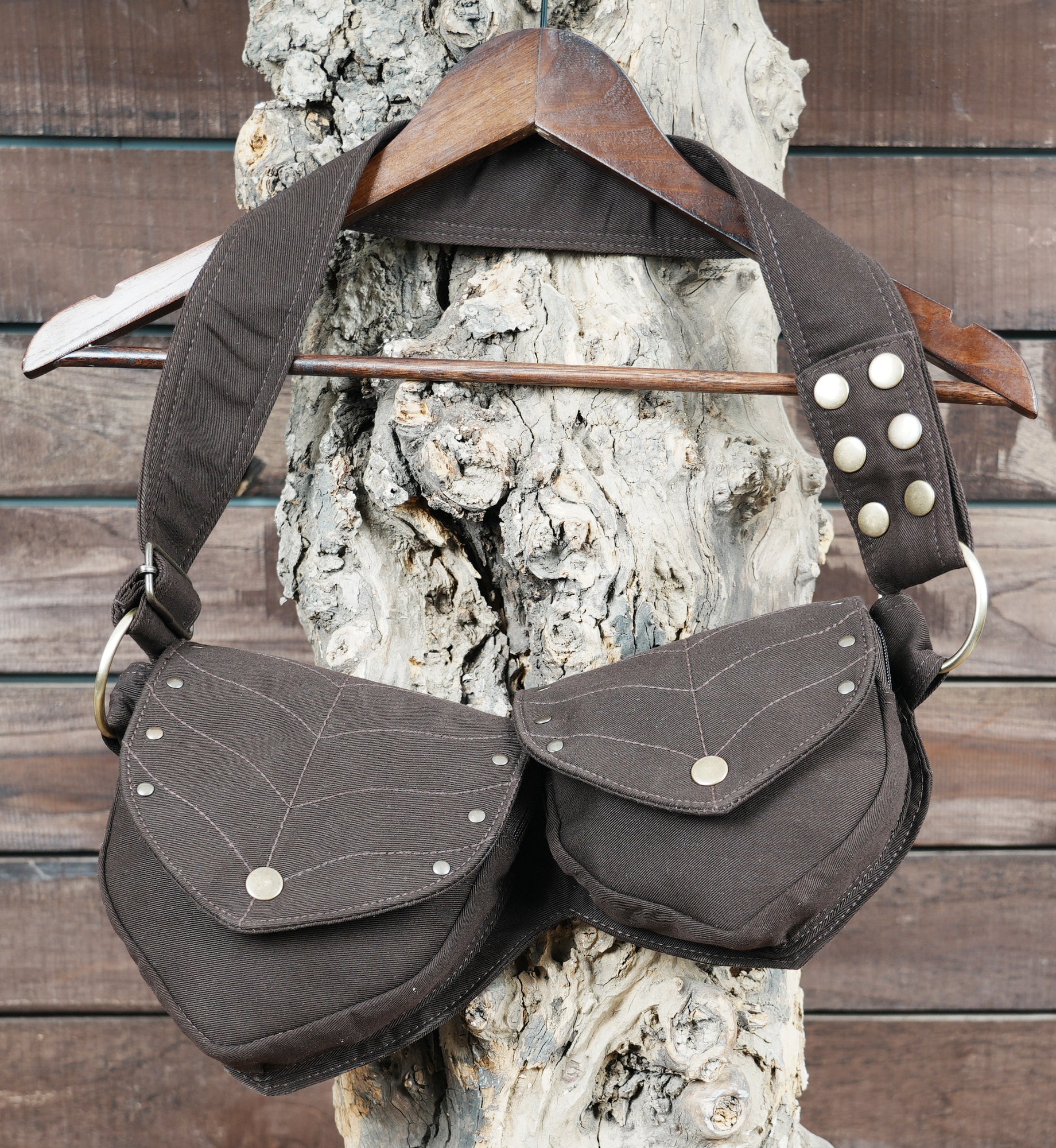 Cotton Waist Belt with Antique Brass Studs and Multiple Pockets 50% Off worldwide free shipping.