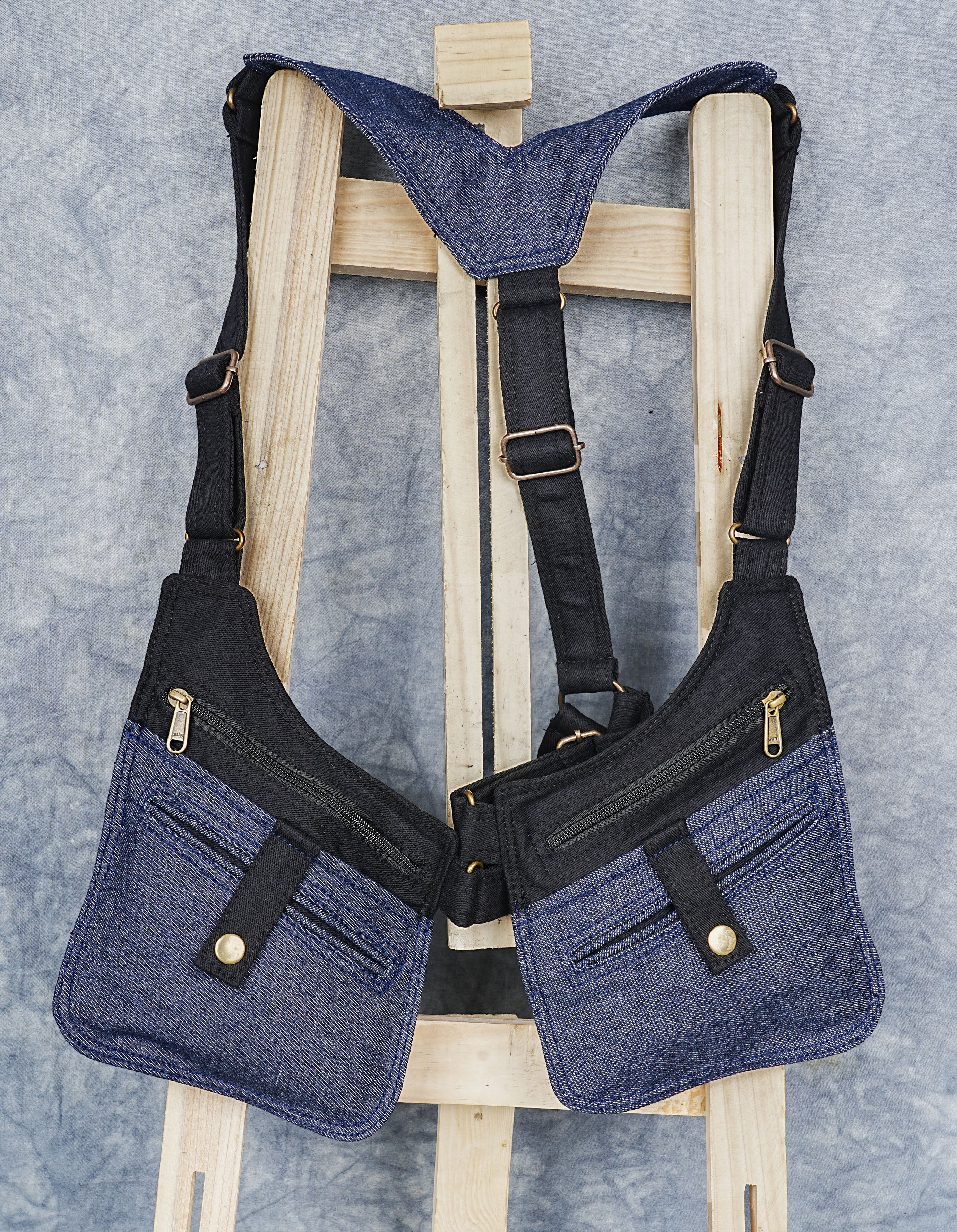 Holster bag || Shoulder bag || Utility vest bag || fully adjustable belt || Blue and black designs || unisex bag