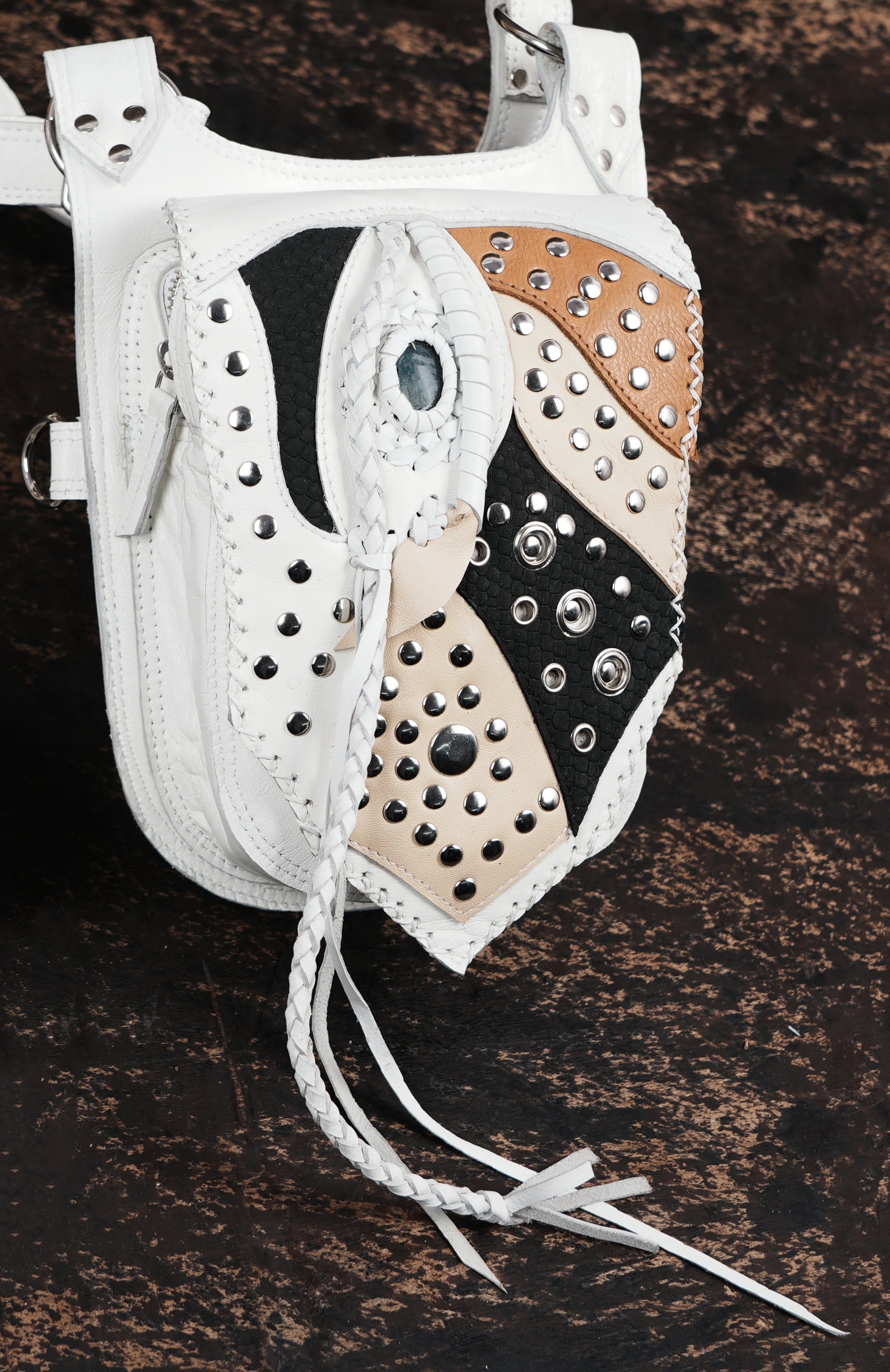 white leather shoulder holster