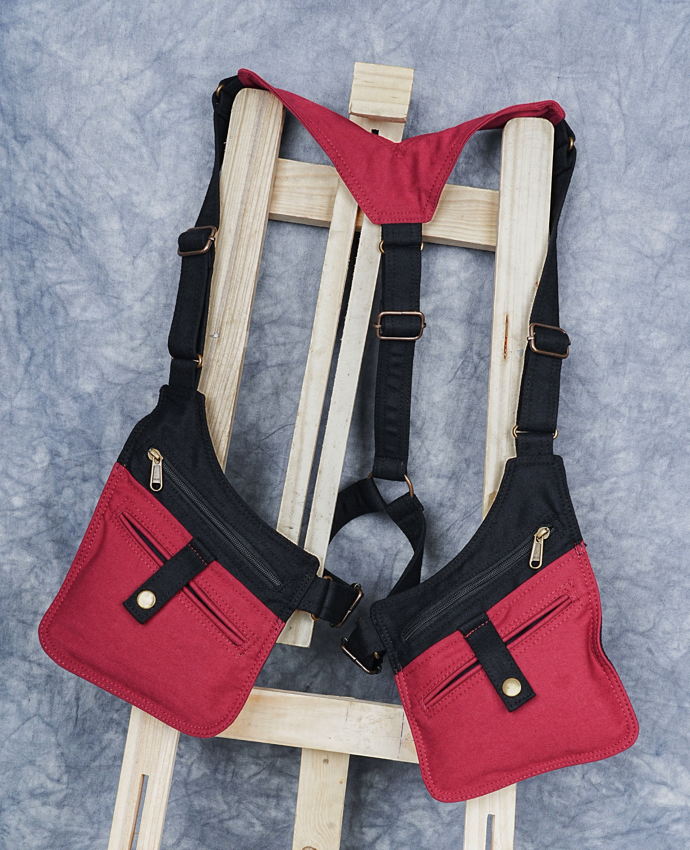 Holster bag || Shoulder bag || Utility vest bag || fully adjustable belt || red and black designs || unisex bag