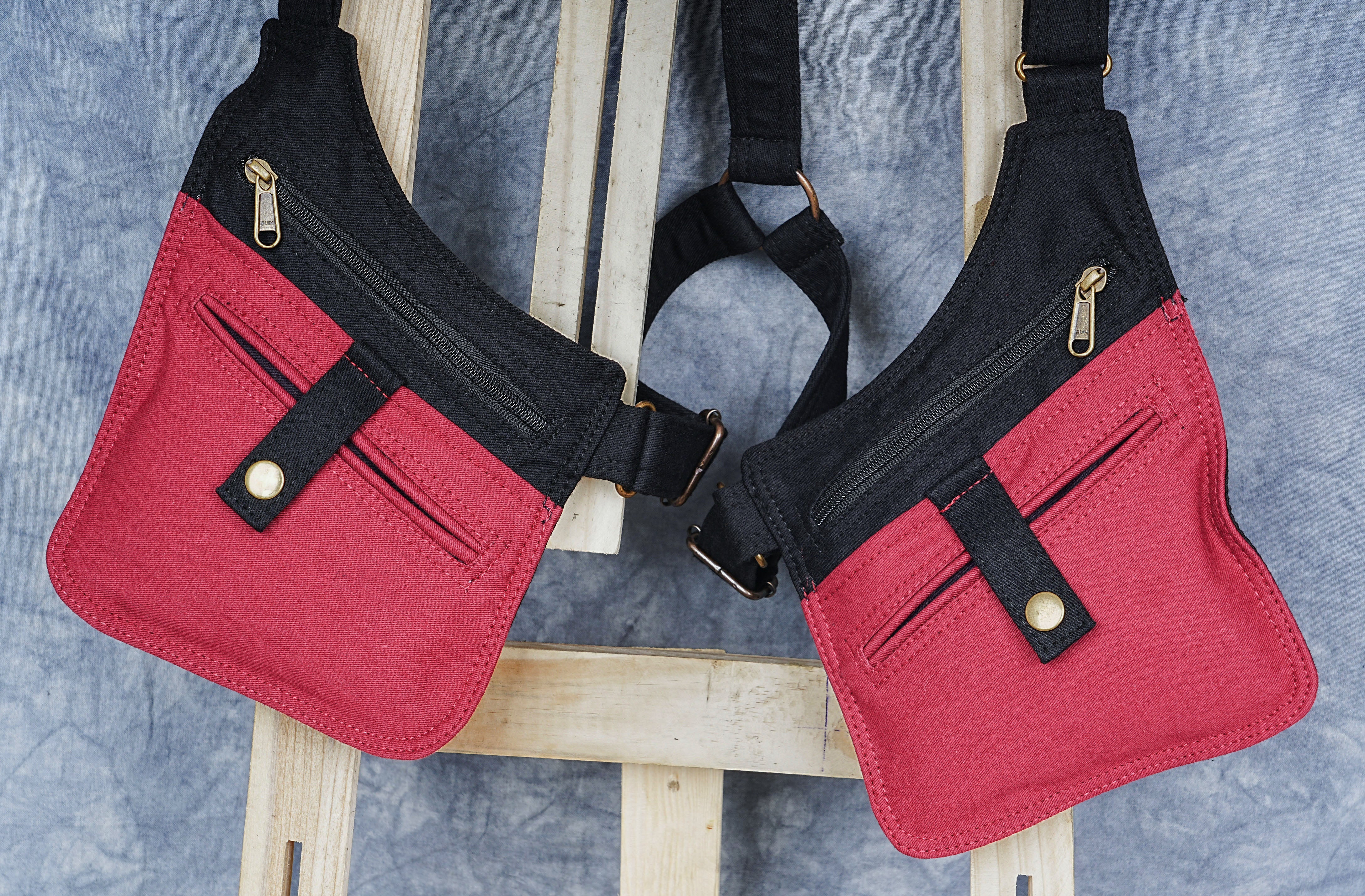 Holster bag || Shoulder bag || Utility vest bag || fully adjustable belt || red and black designs || unisex bag