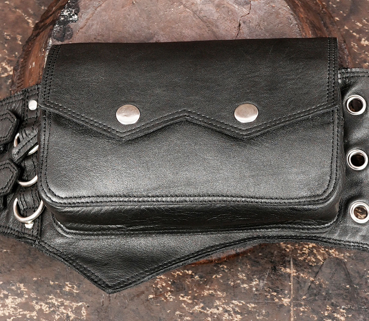 handcrafted leather belt with pouches