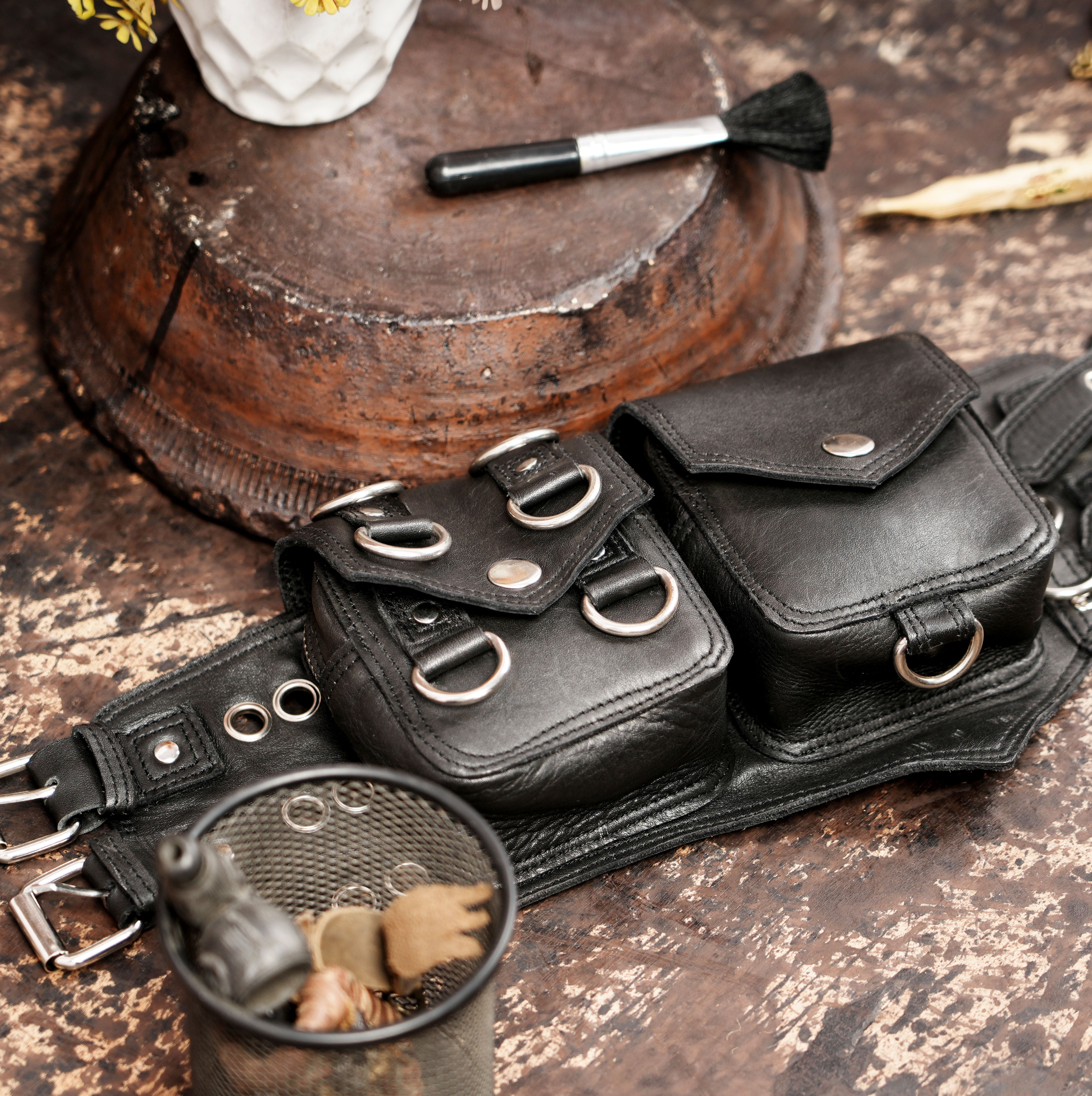 leather belt bag style waist belt