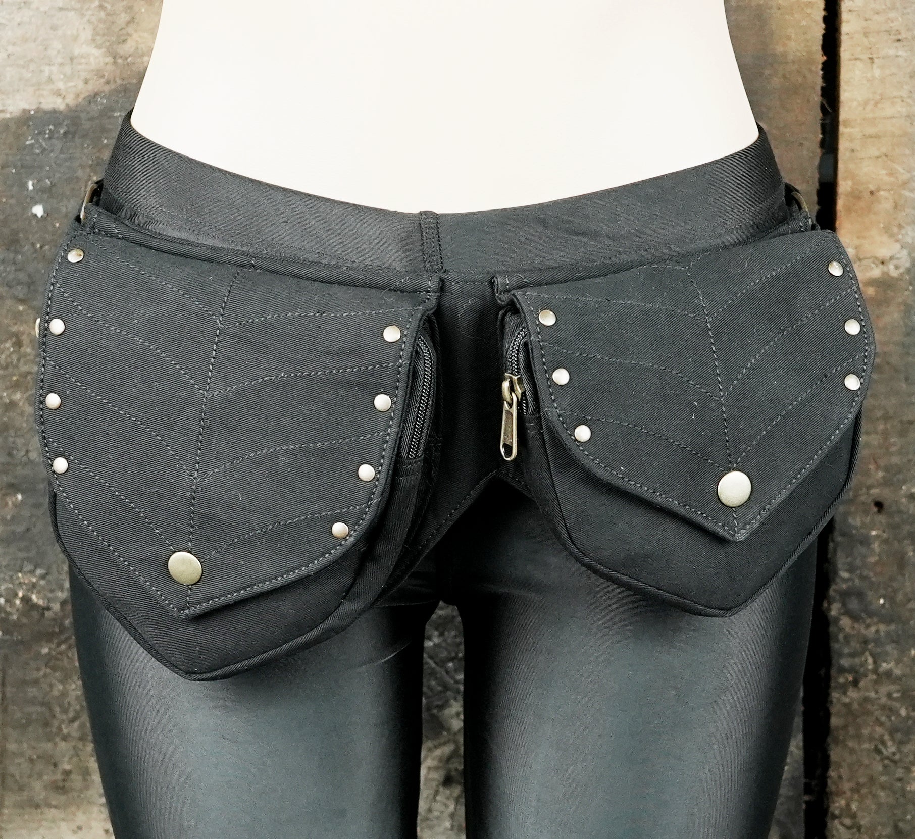 Cotton Waist Belt with Antique Brass Studs and Multiple Pockets 50% Off worldwide free shipping.