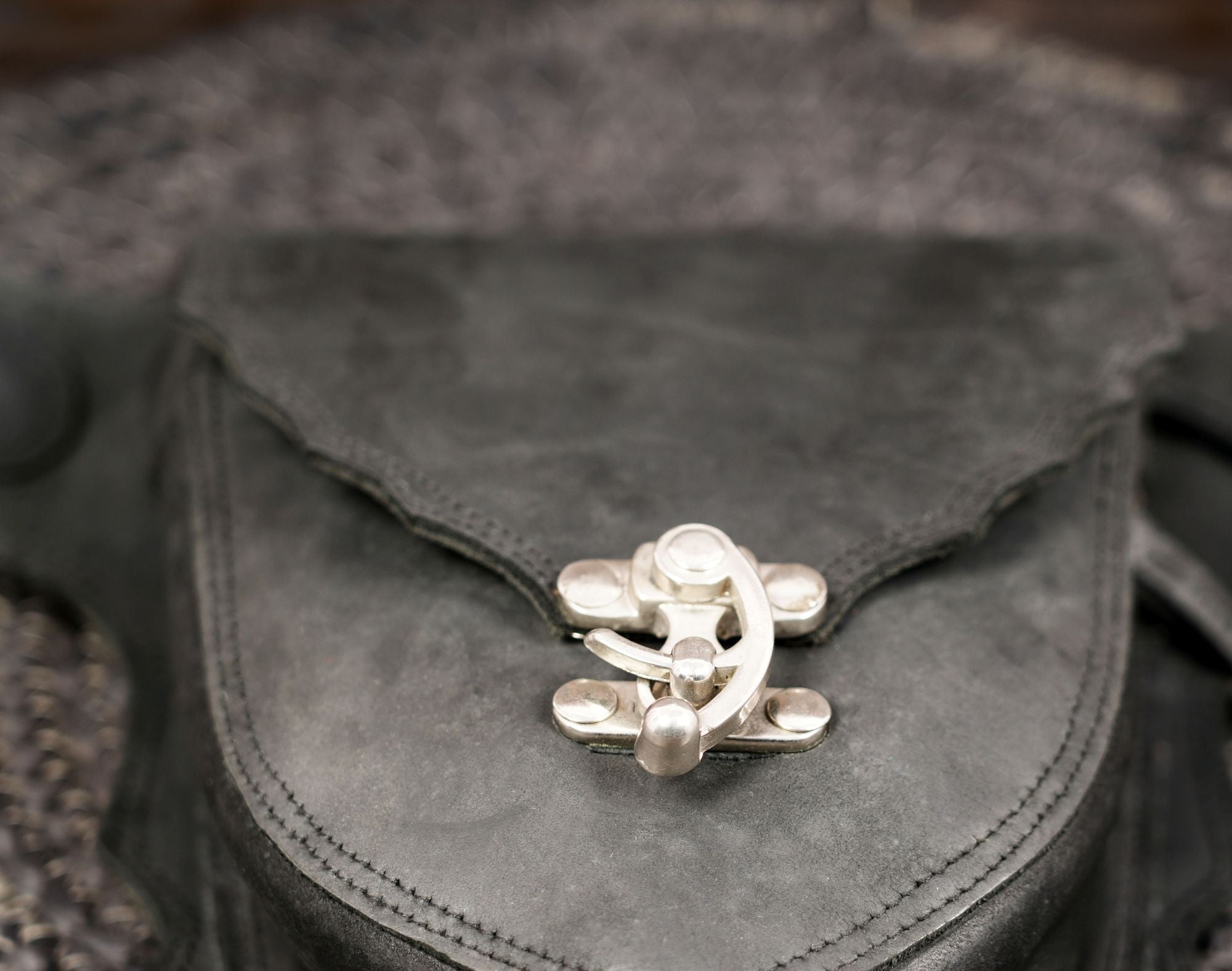 Genuine leather waist belt bag in black