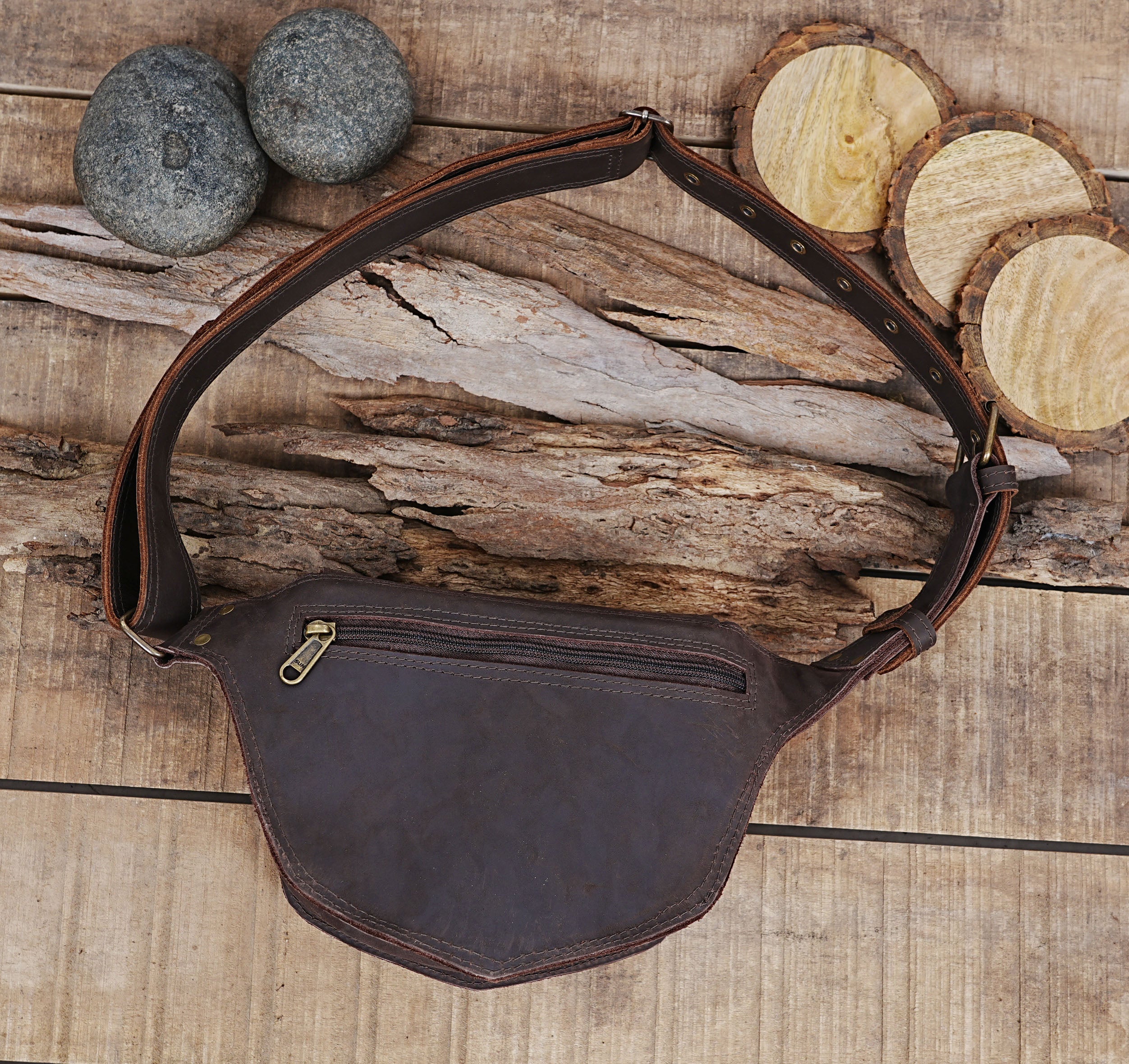 Unique Handmade leather Waist Bag with Adjustable belt Pouch || Hip Bag || Festival fanny bag For Girls || Leather Belt With Gemstone