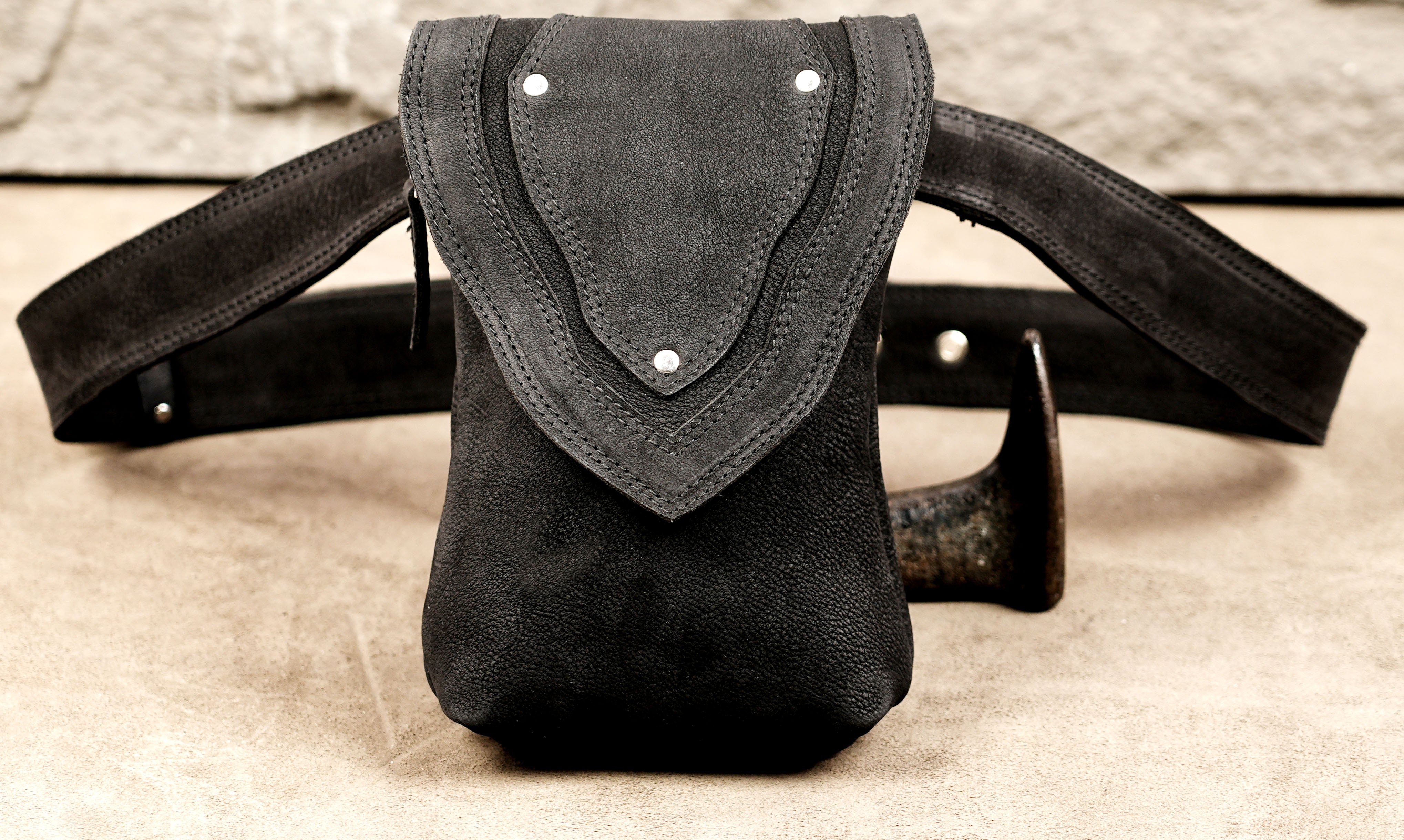 Downtown style leather bag with soft suede texture