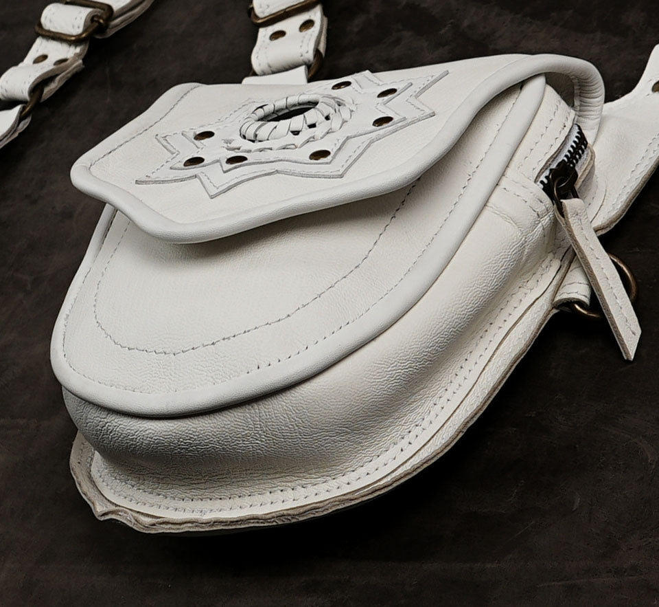Ethereal leather chest rig with crystal star accents