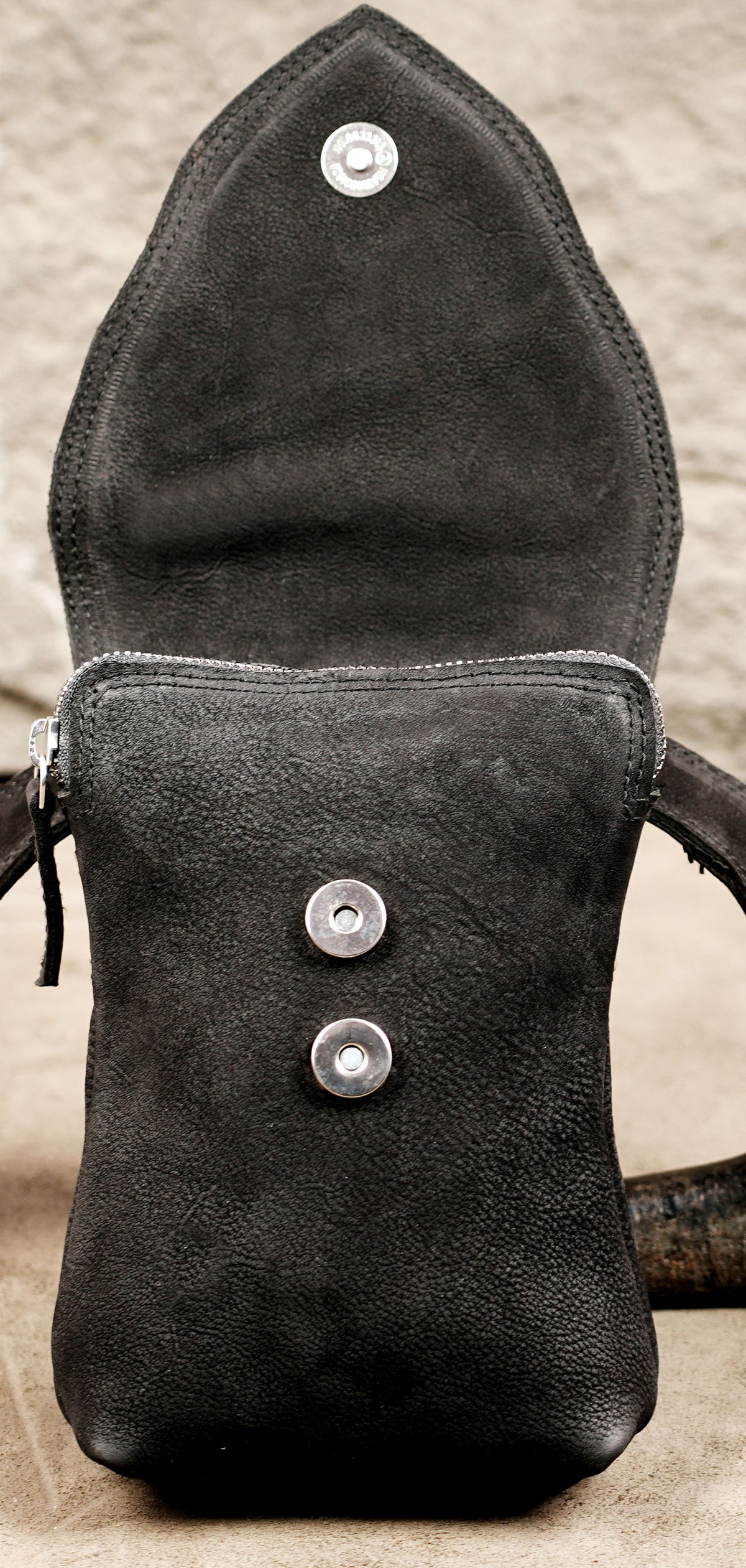 Everyday carry leather bag with matte suede finish