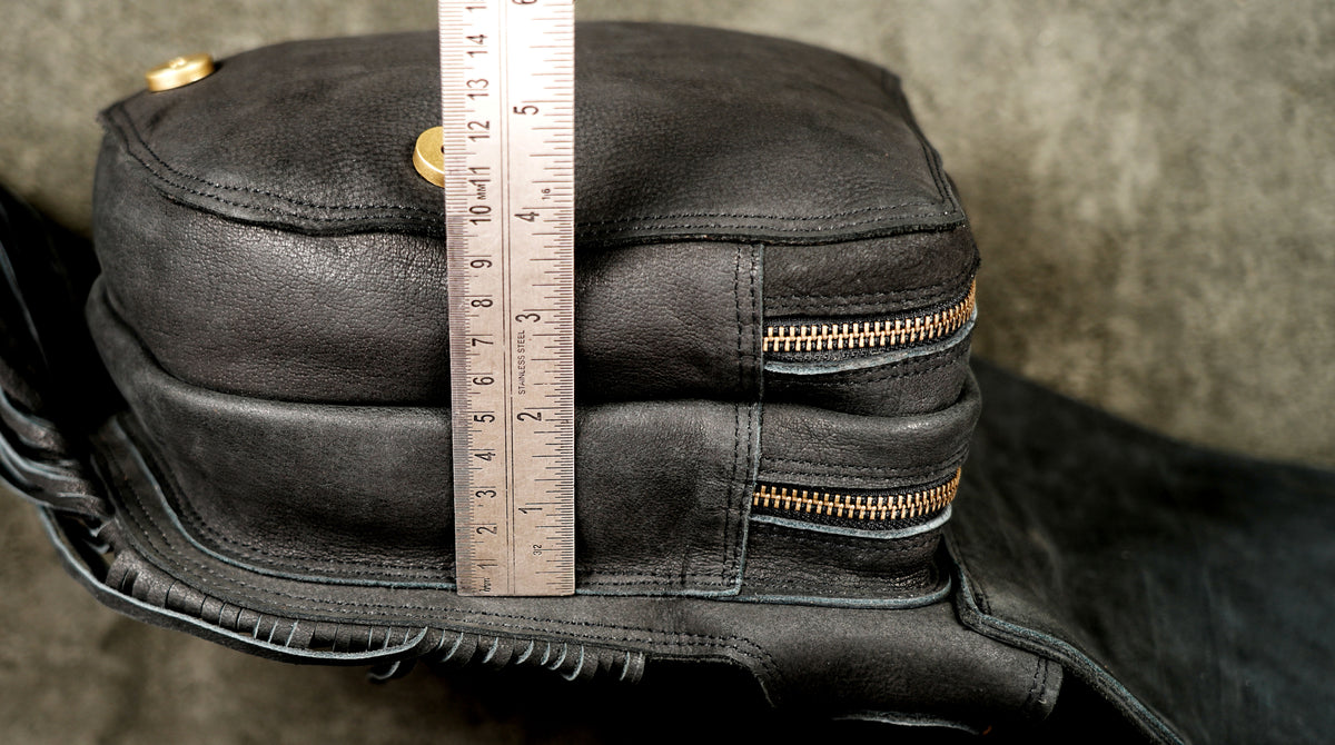 Festival fashion leather belt bag flat lay