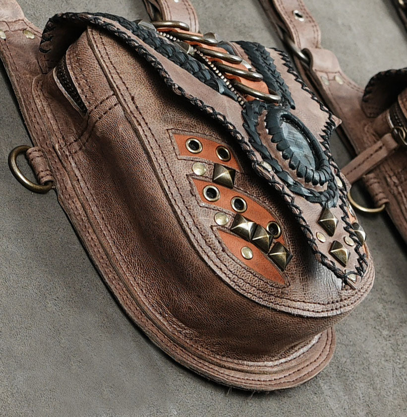 Festival leather chest rig with adjustable straps