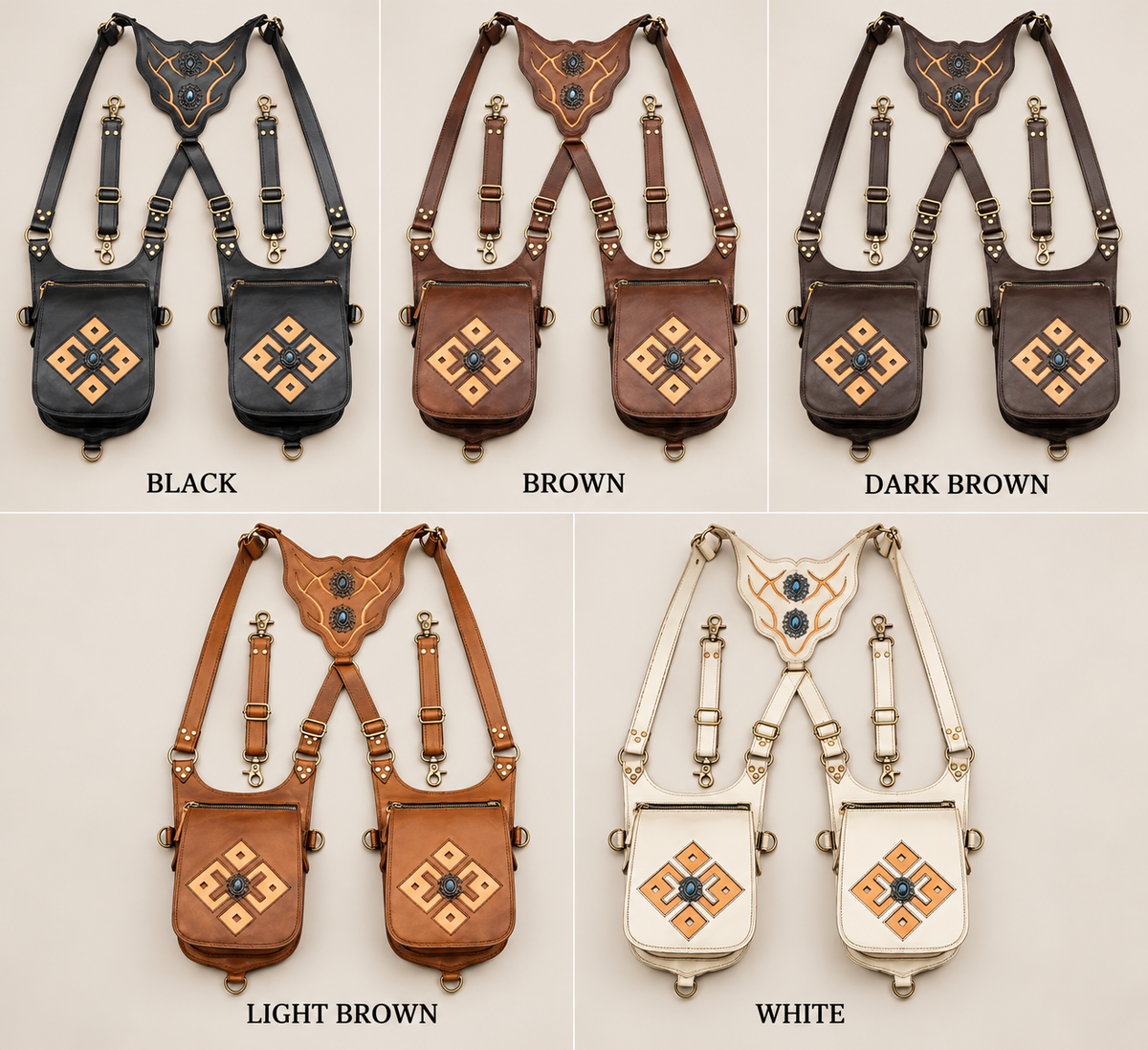 Unisex leather chest harness bag for Burning Man and festivals
