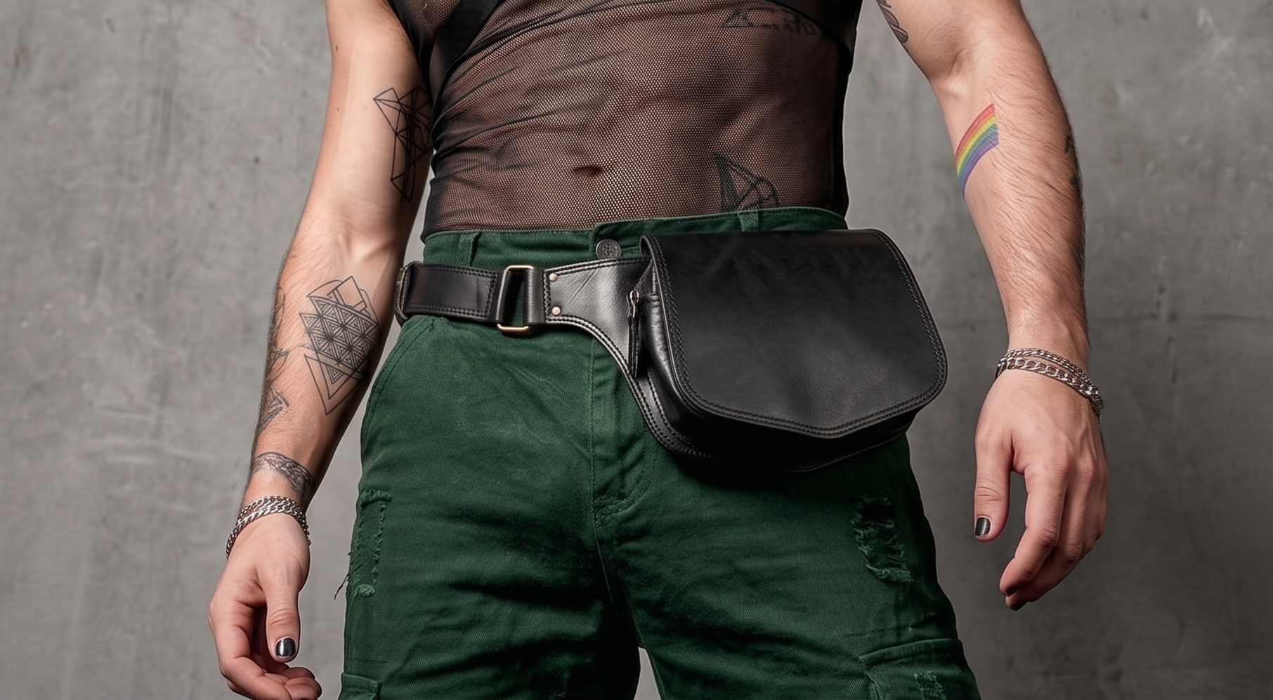 Genuine leather adjustable waist bag