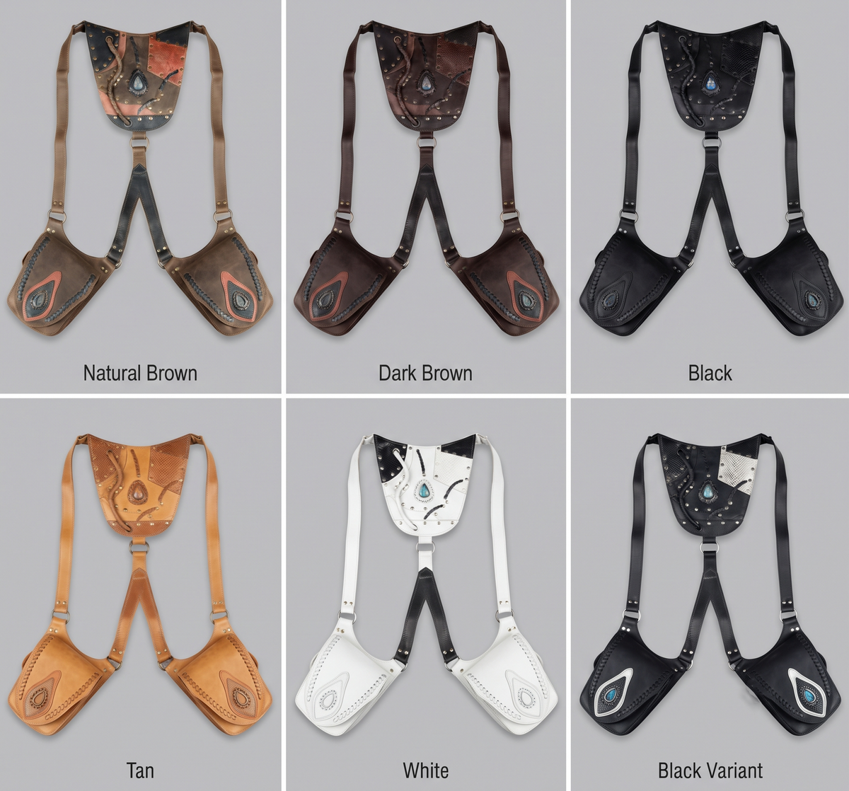 Unisex handcrafted leather hip bag set for concerts travel and alternative outfits
 