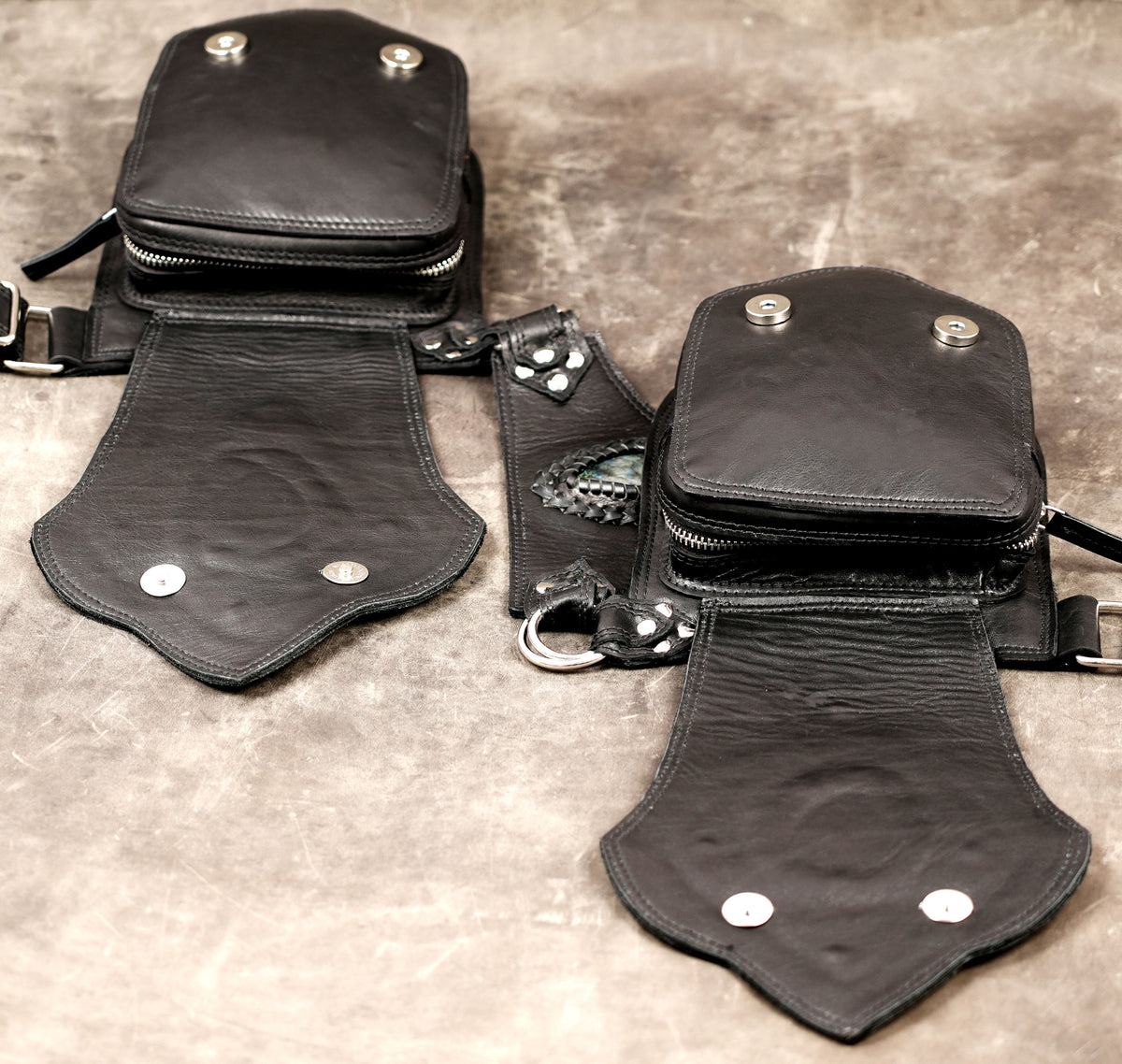 Genuine leather LARP belt with scalloped stone accents