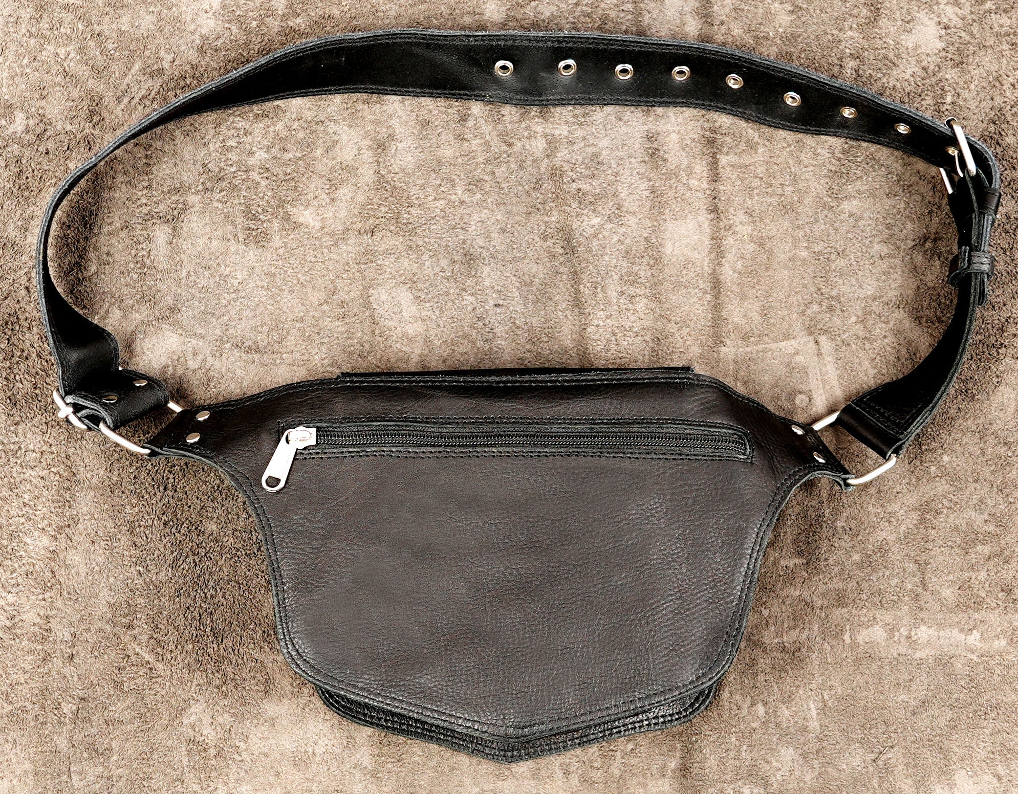 Genuine leather festival pouch with nickel silver hardware