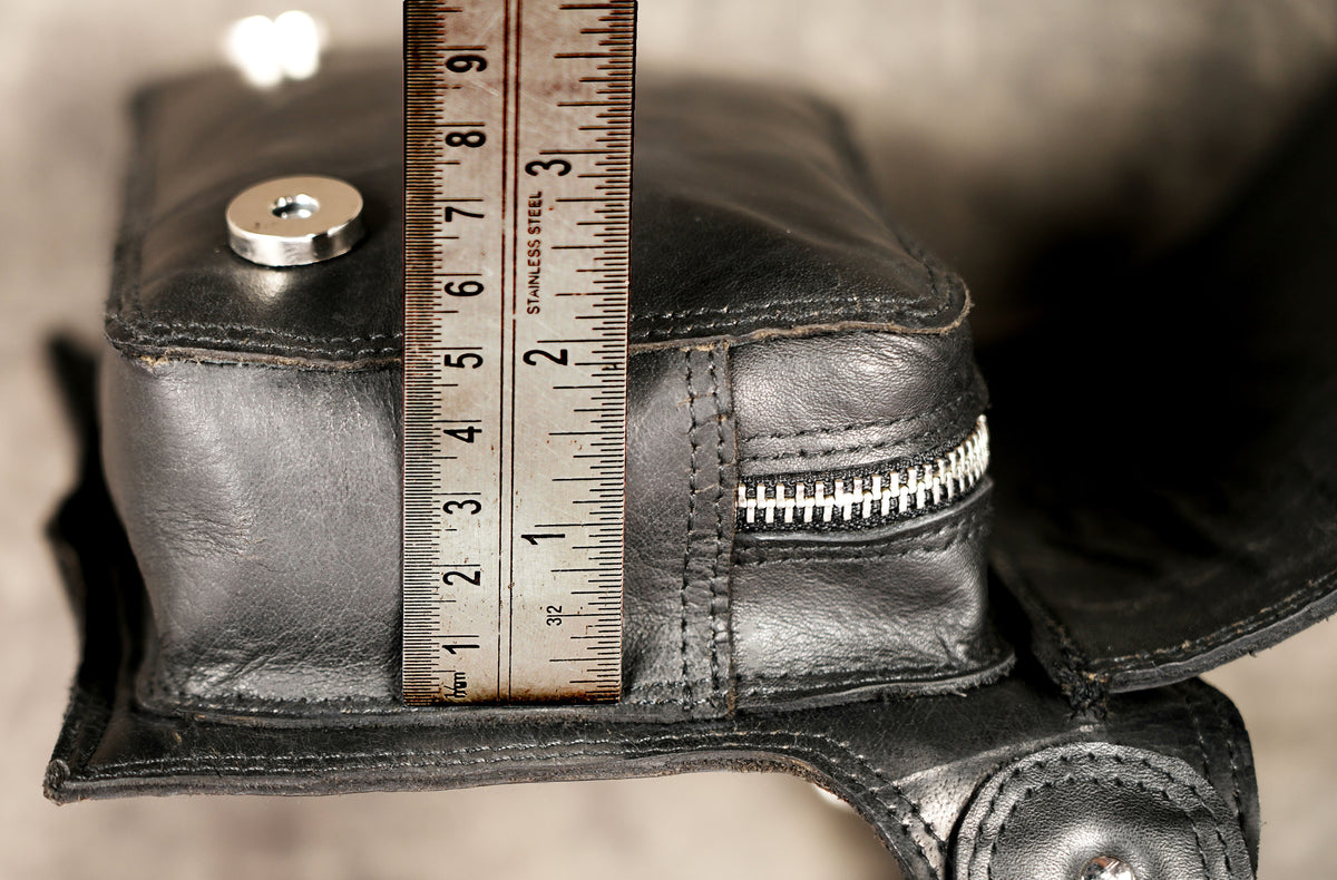 Genuine leather medicine bag with buckle strap design