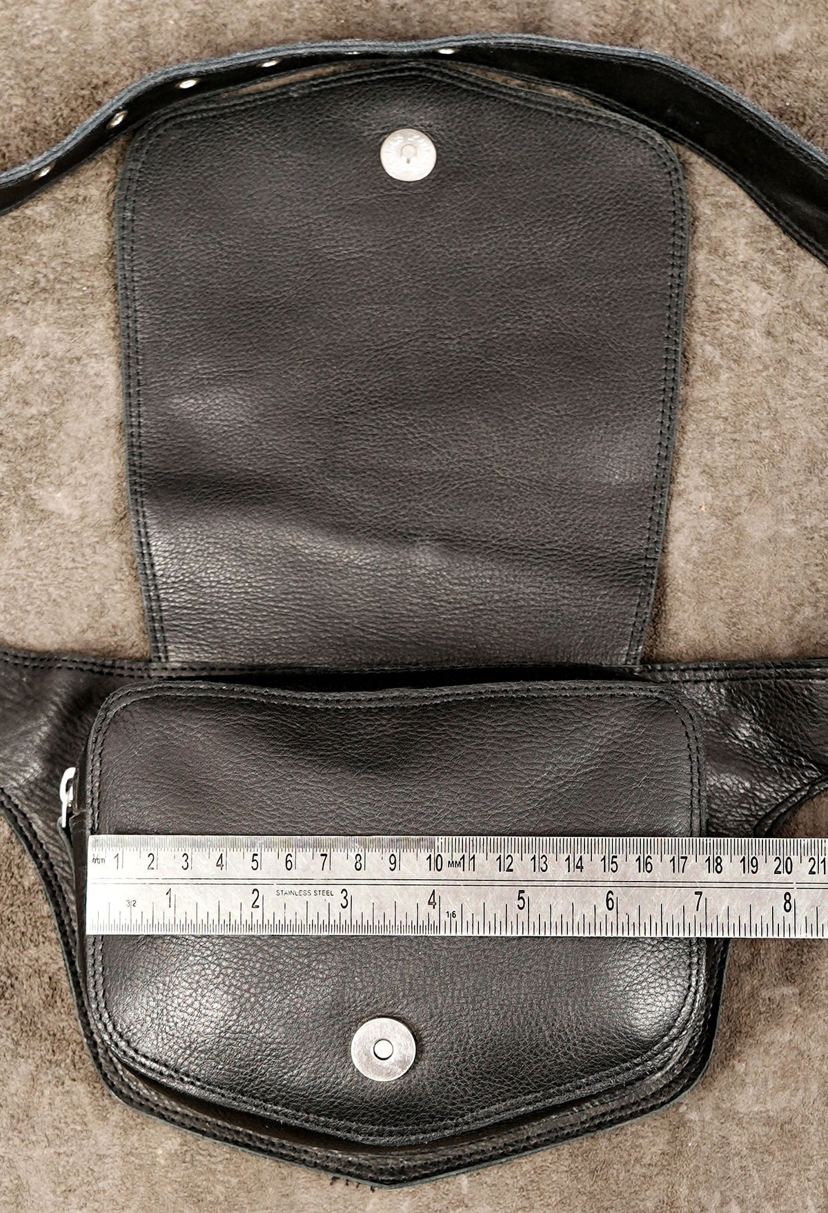 Genuine leather medicine bag with minimal flap design