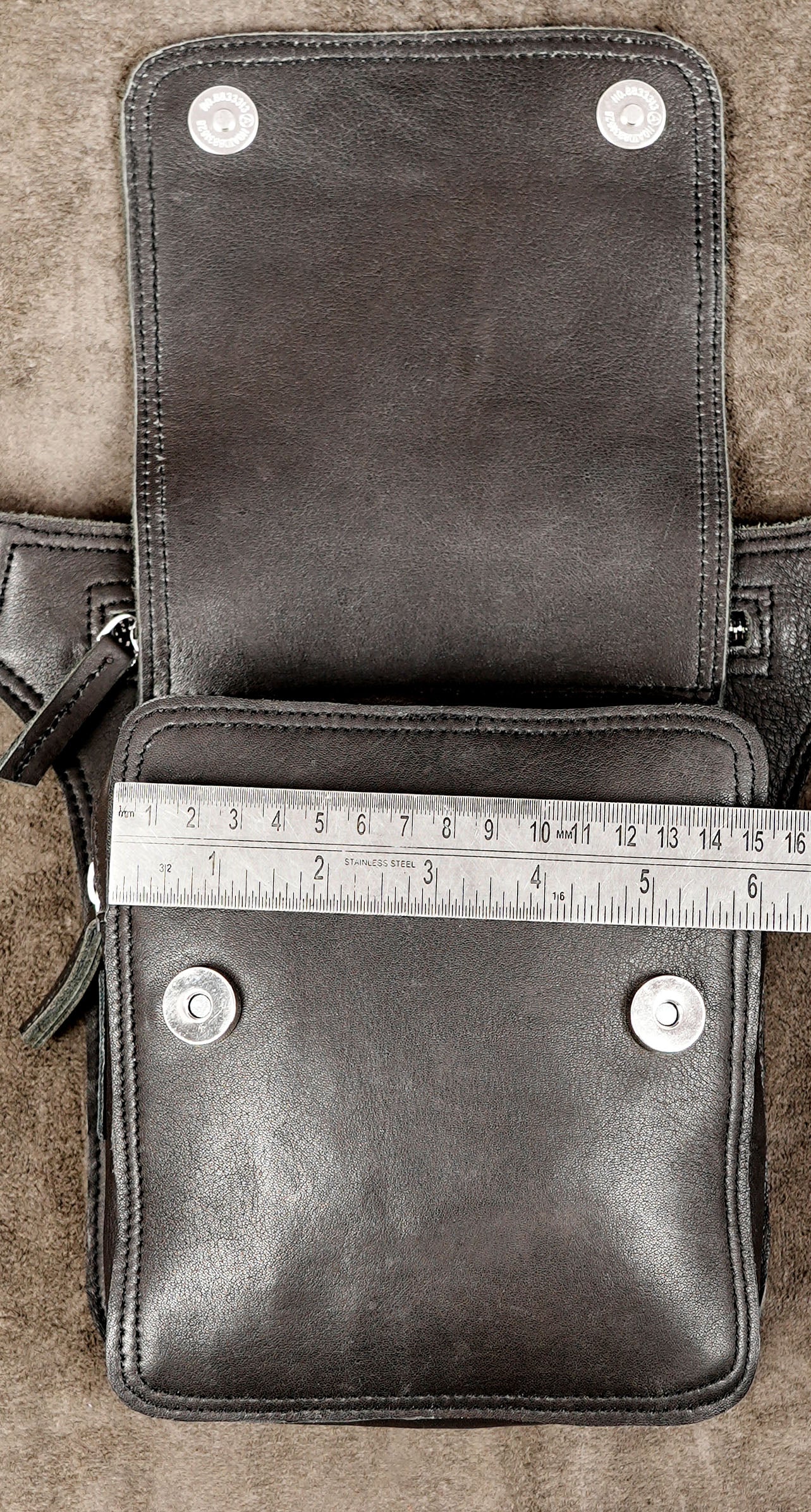 Genuine leather medicine bag with minimal snap design