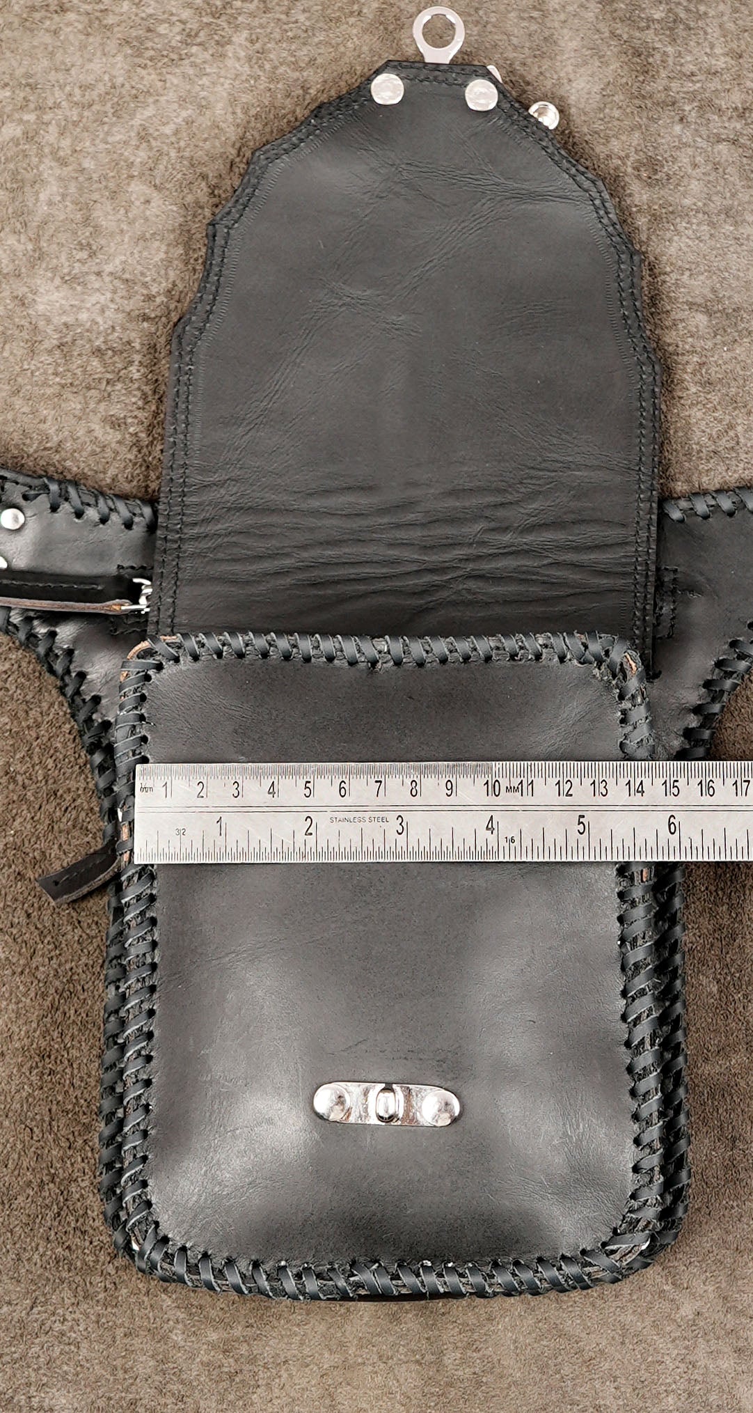 Genuine leather medicine bag with silver hardware accent