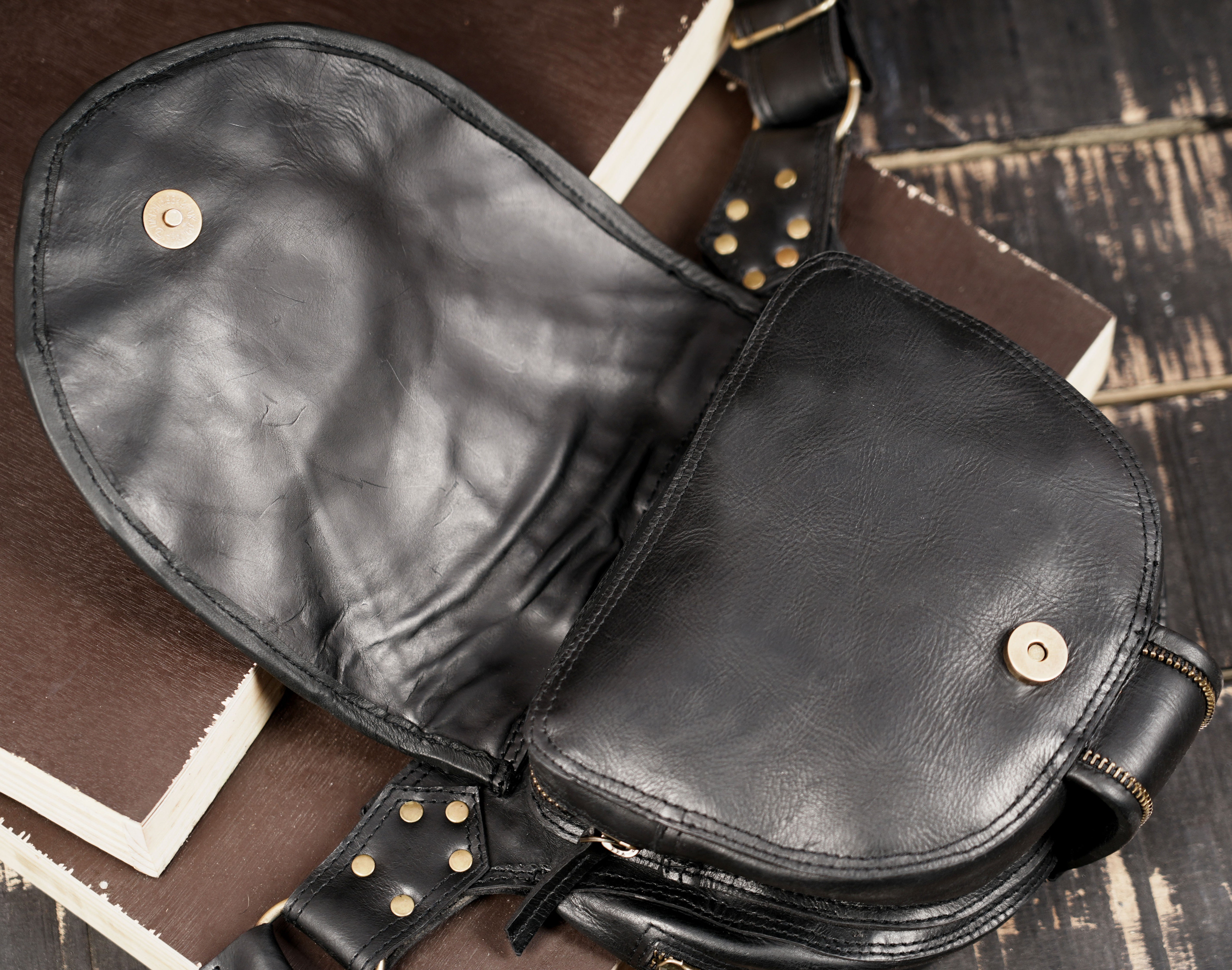 Genuine leather waist pouch for Burning Man and festivals