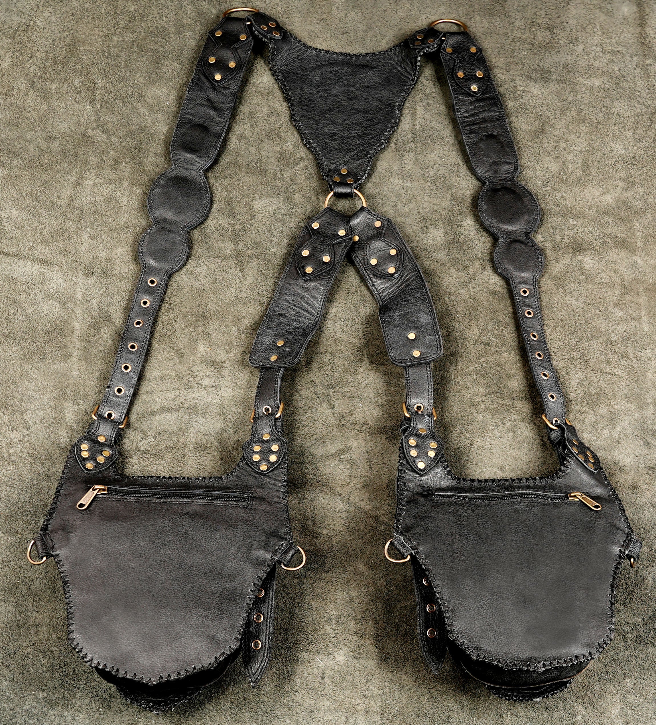 Genuine leather warrior holster with tooled leather panels