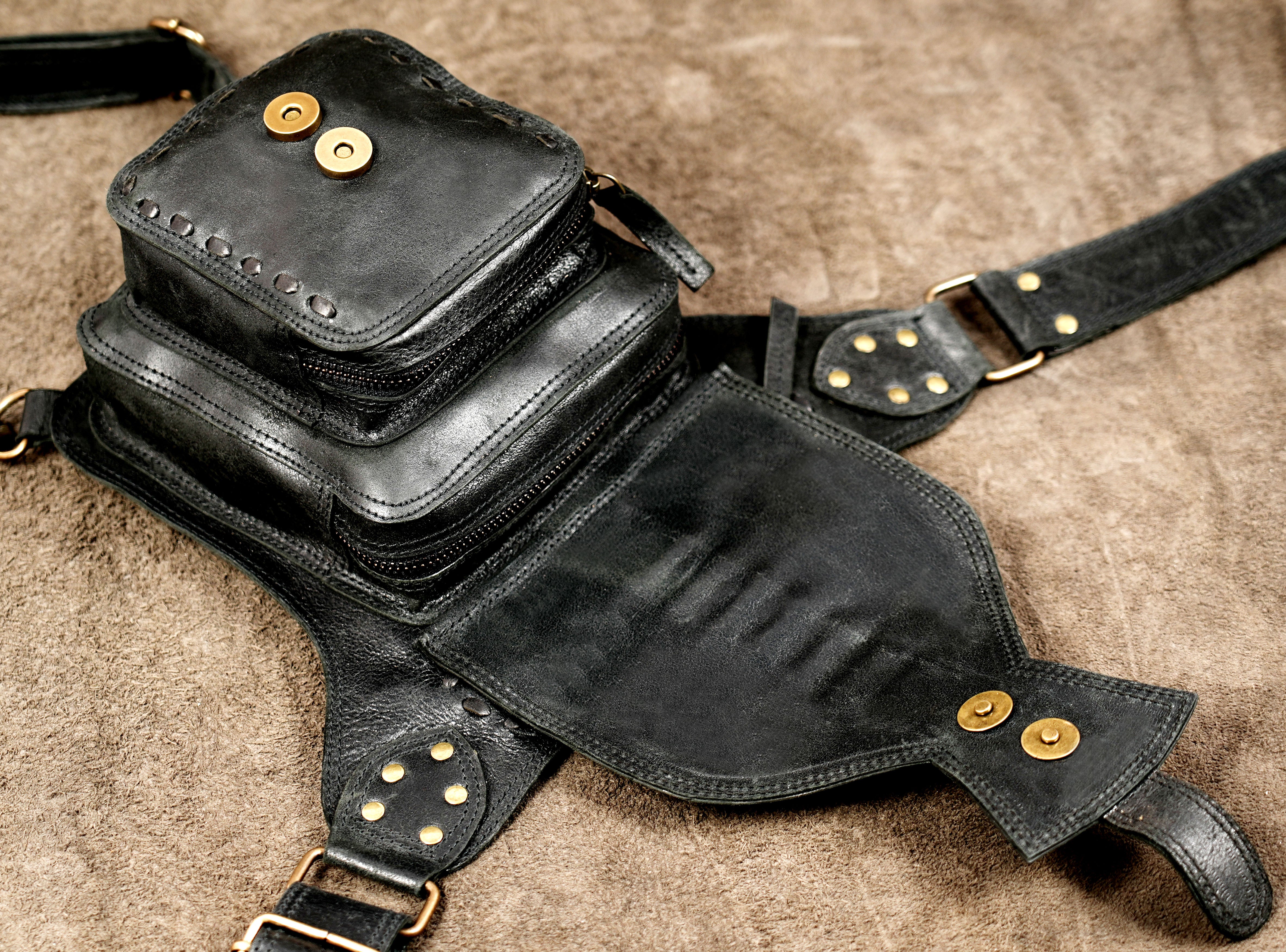 Gothic festival waist bag with a detachable thigh strap