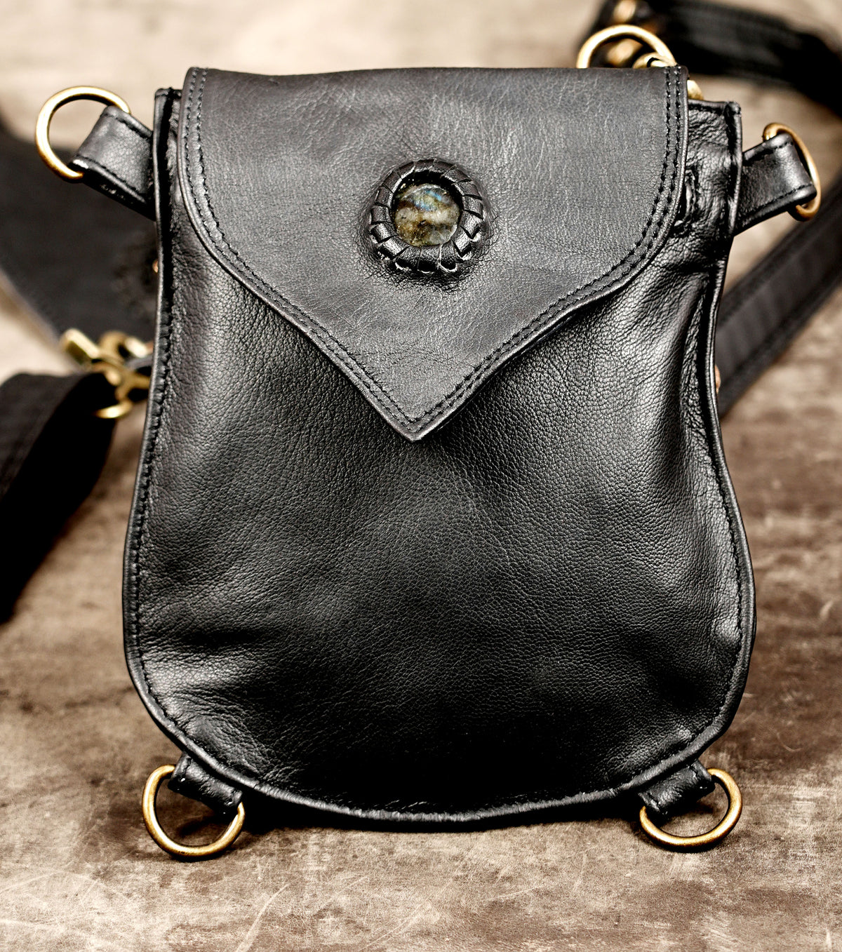 Handmade leather double shoulder bag harness for men and women