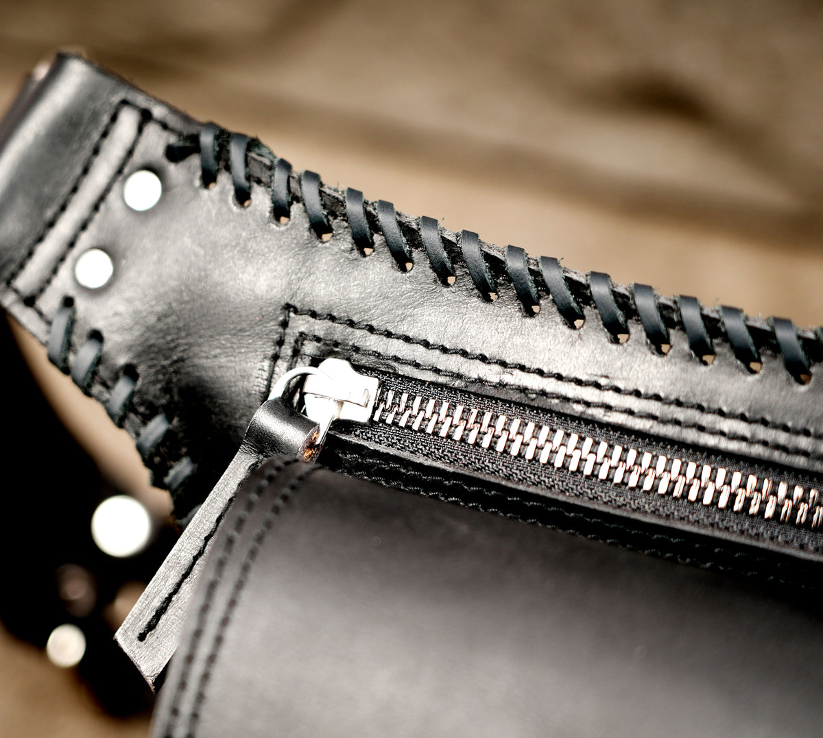 Handcrafted leather fanny pack with classic clasp design