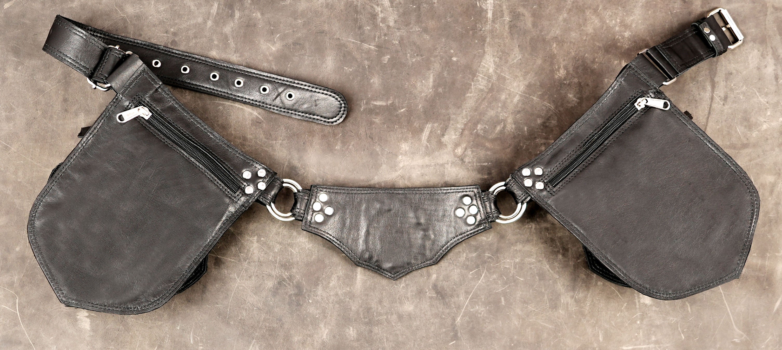 Handcrafted leather festival belt with adjustable buckle strap
