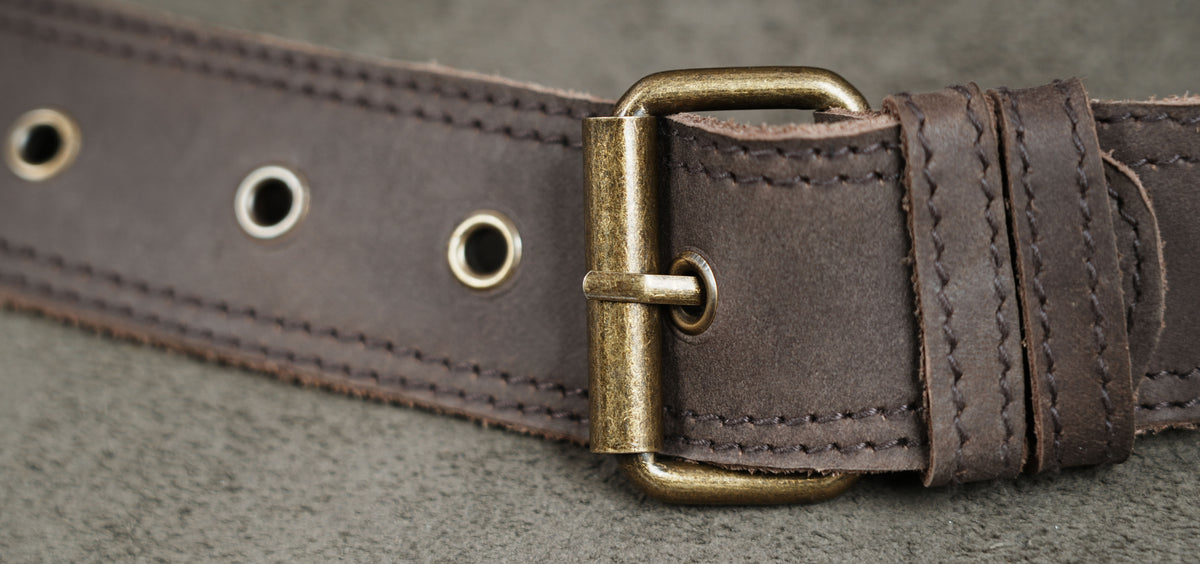 Handcrafted leather leg bag with corset lace and stone detail