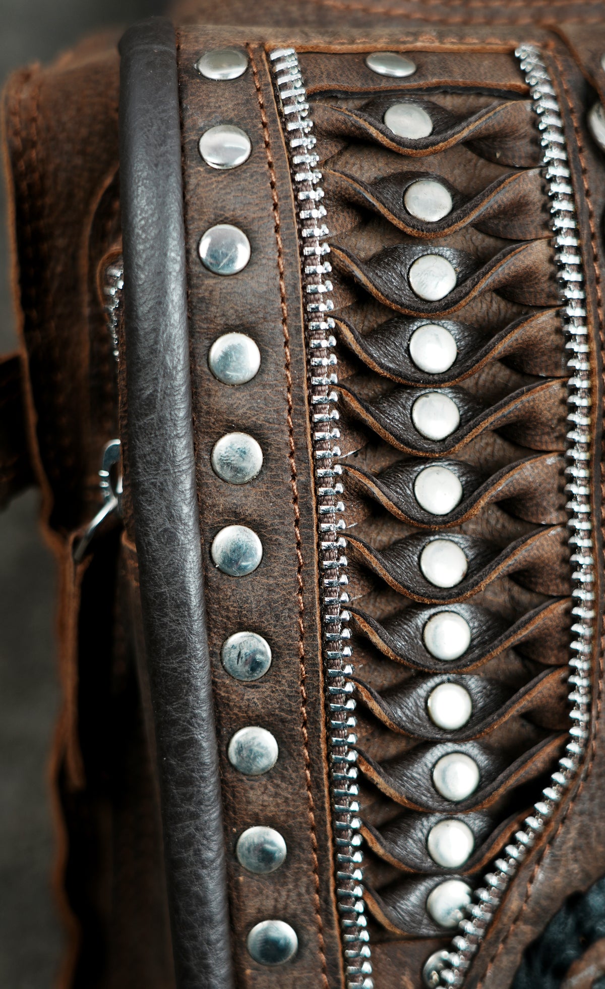 Brown Leather Holster Bag with Gemstones Unisex Steampunk Harness