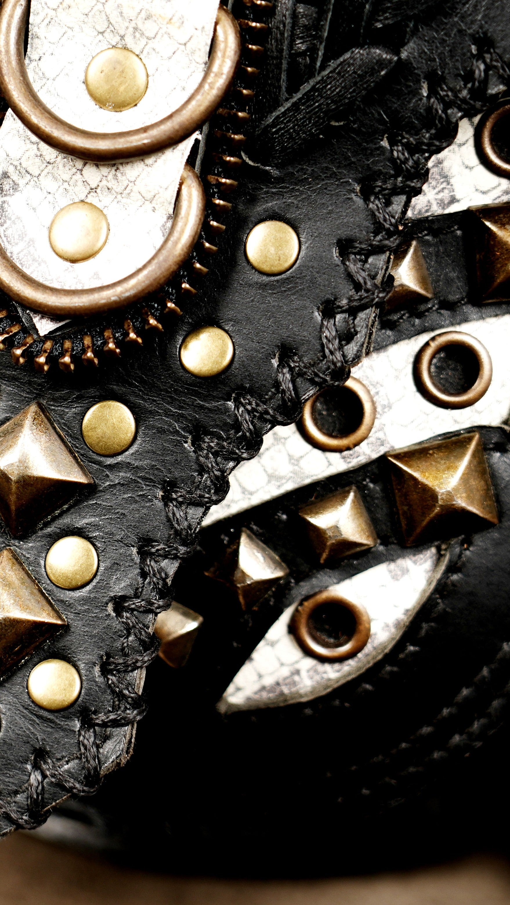 Handmade gothic leather belt pouch with brass hardware