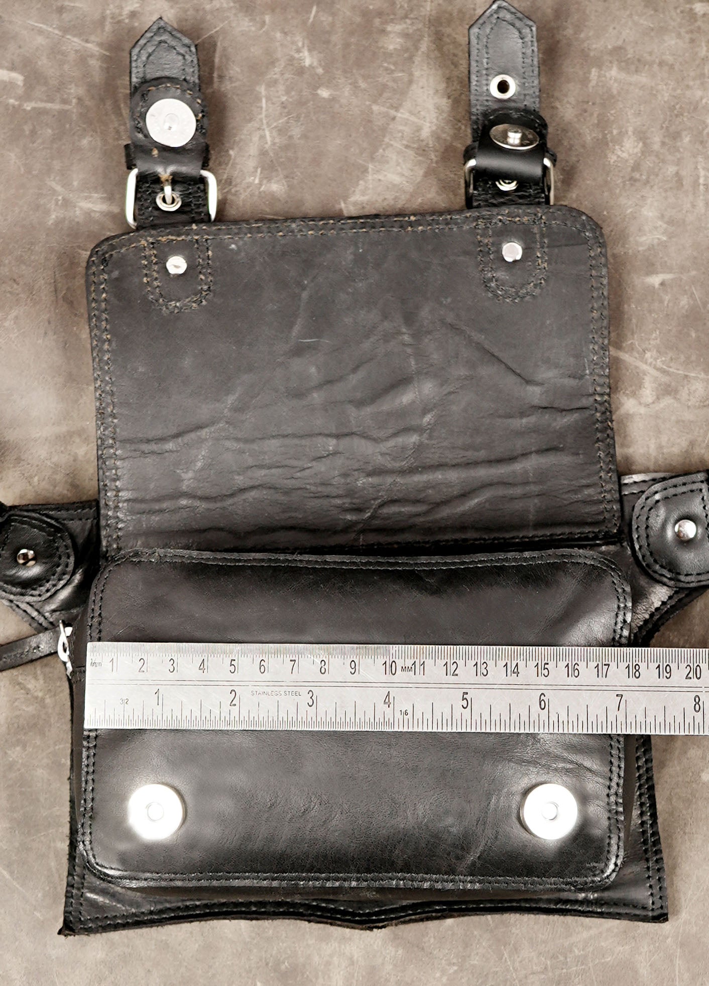 Handmade leather everyday bag with nickel silver fittings