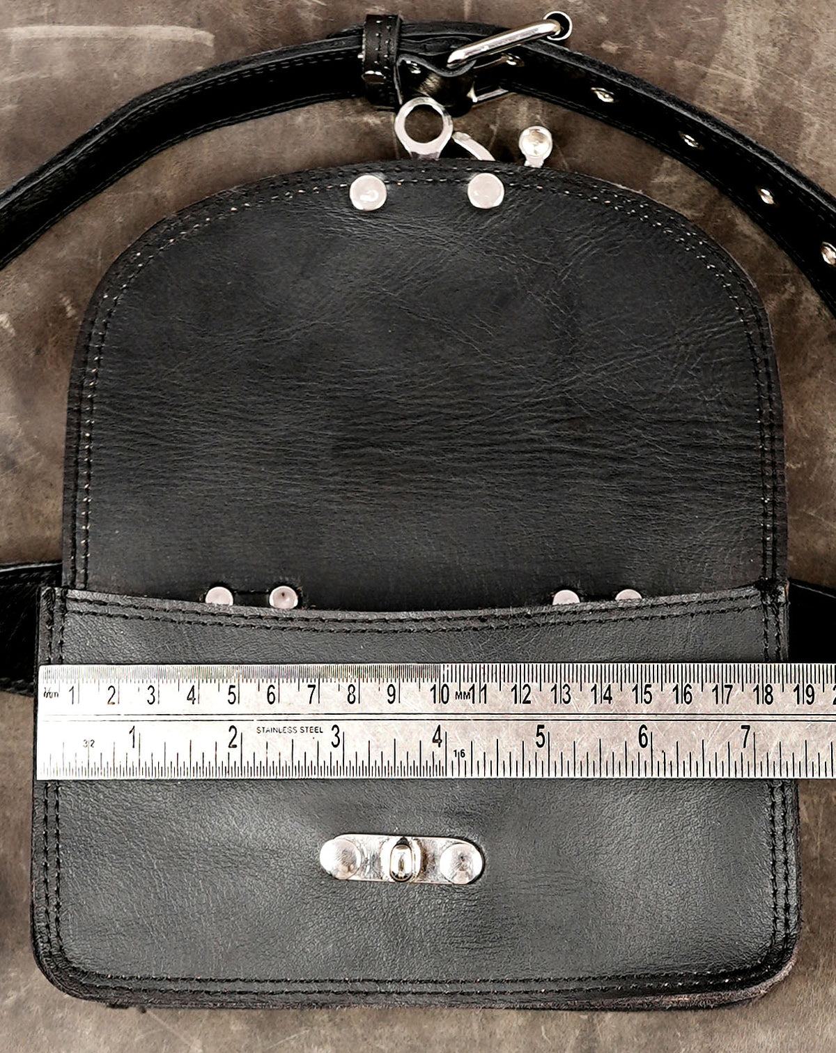 Handmade leather everyday bag with polished black finish