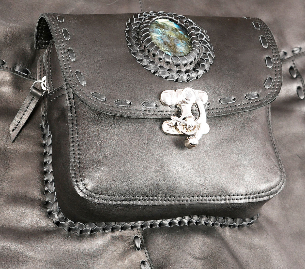 Handmade leather waist skirt with nickel silver hardware