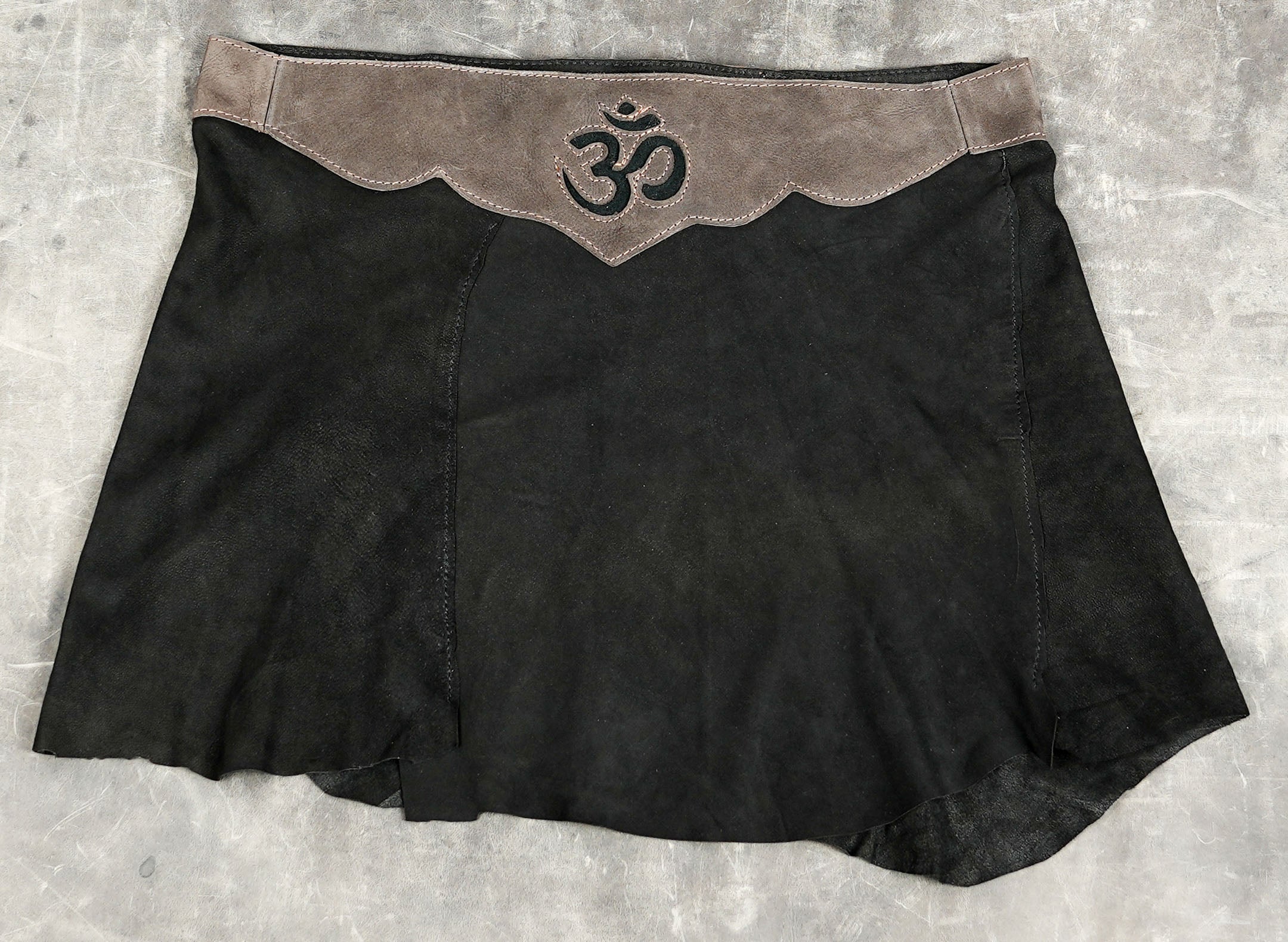 Handmade suede leather skirt with Om symbol waistband