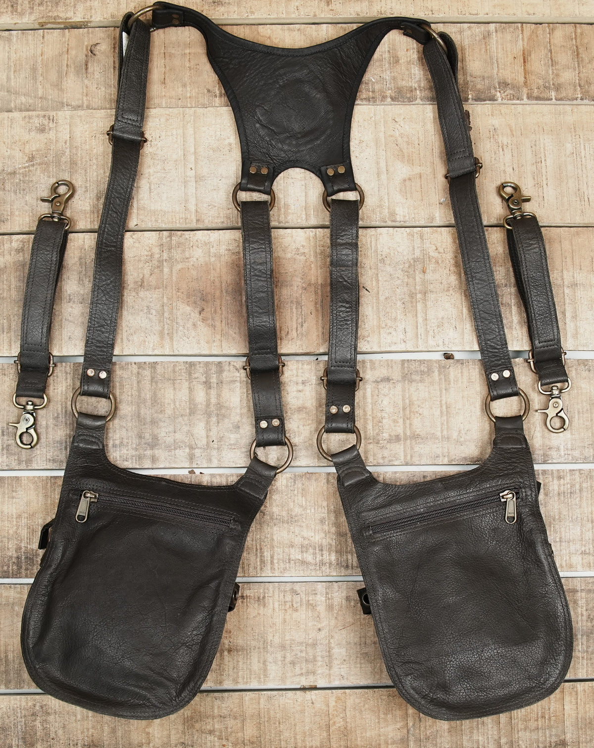 Handmade double hip bag for rave outfits, festivals, and alternative fashion