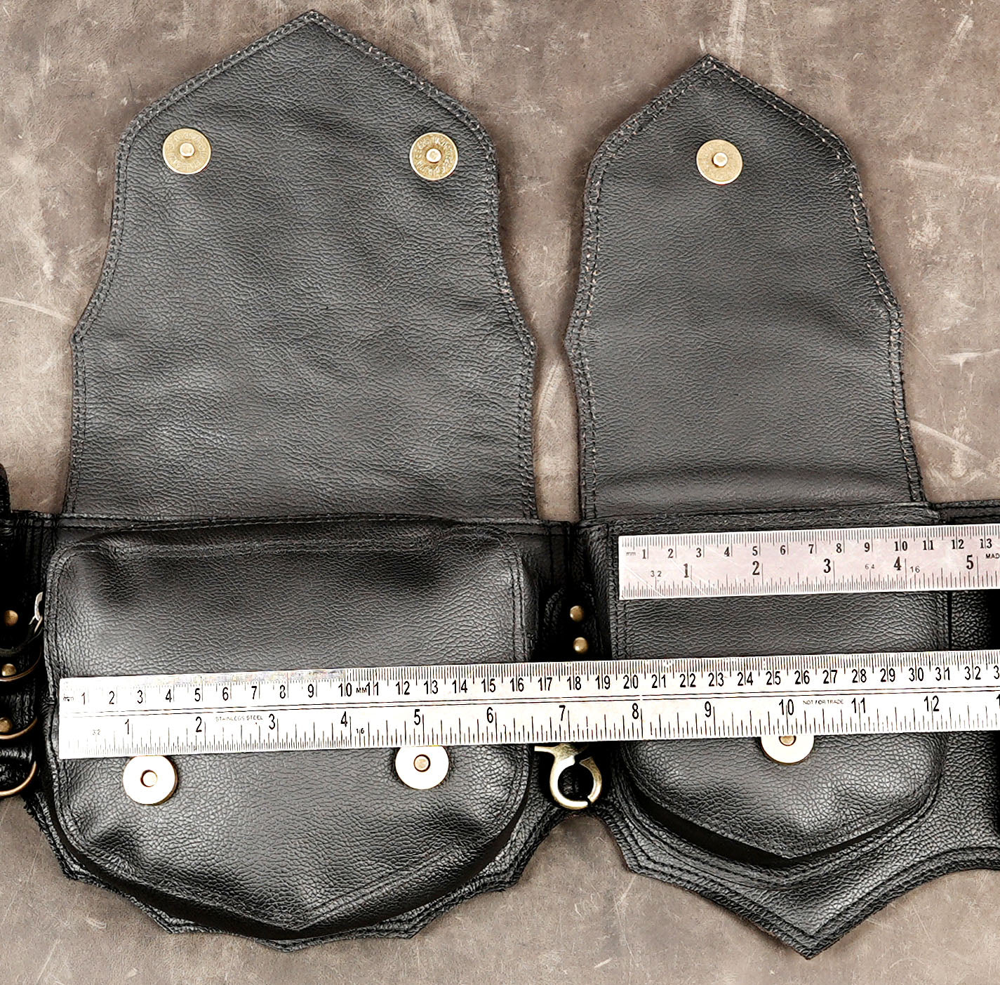 Hands-free leather waist bag with multiple compartments