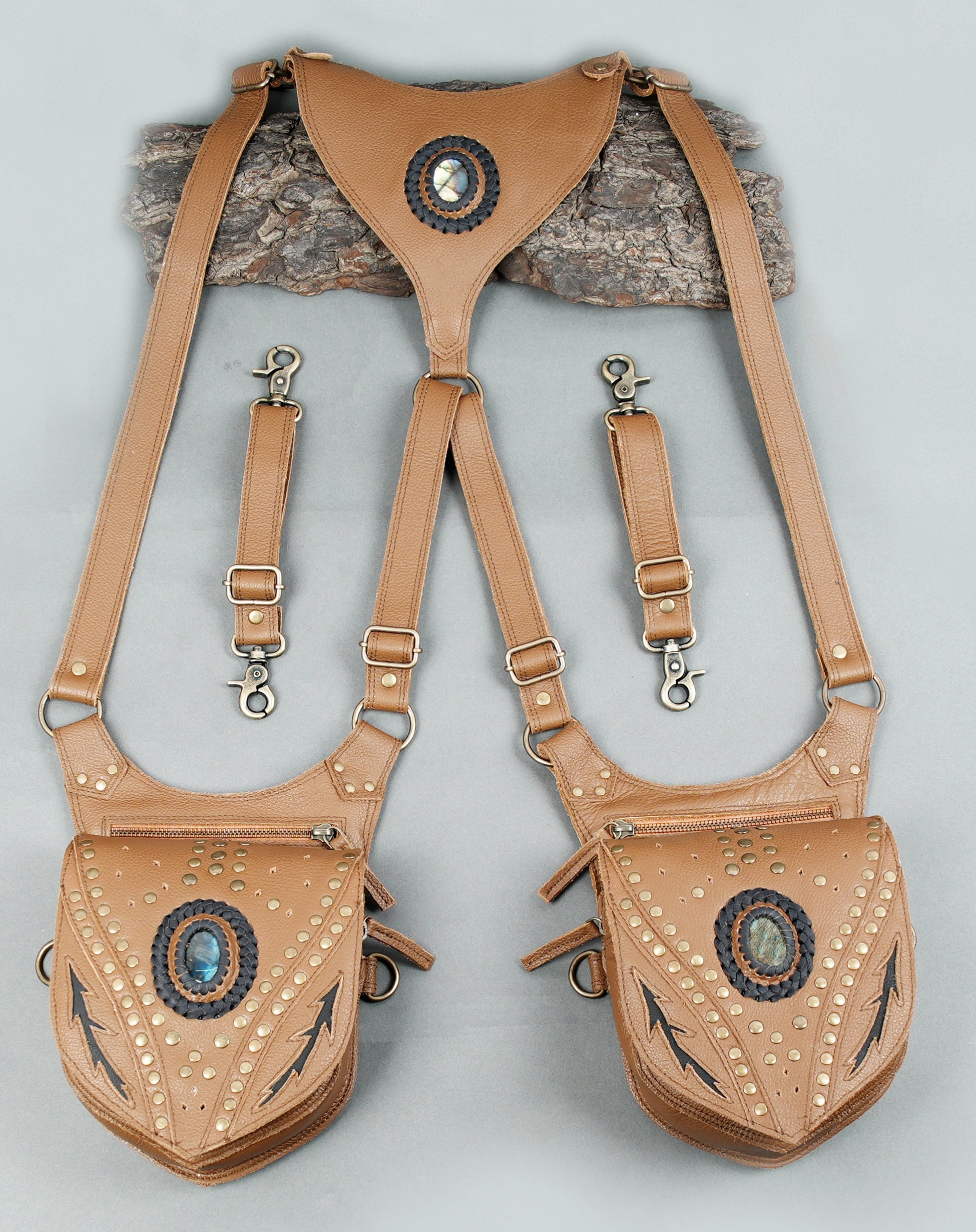 Stylish leather shoulder holster for concerts travel and cosplay