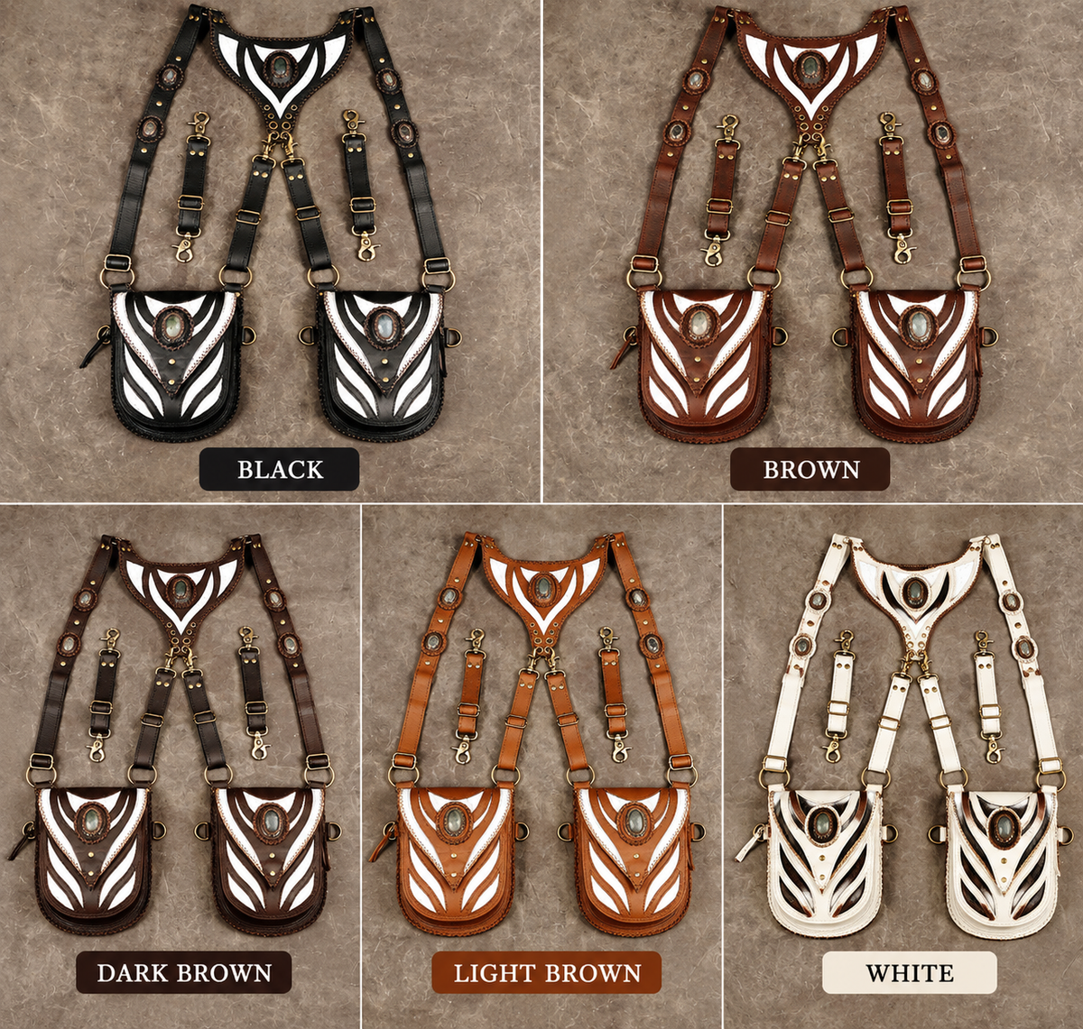 Festival gear black utility harness with detachable side pouches