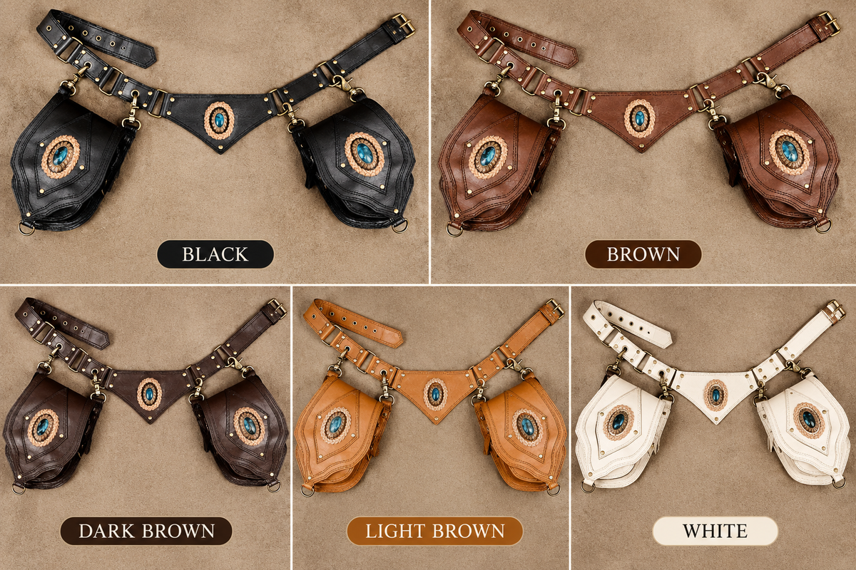 Leather Utility Belt Festival Hip Bag Holster Multi Color Festival Waist Pouch