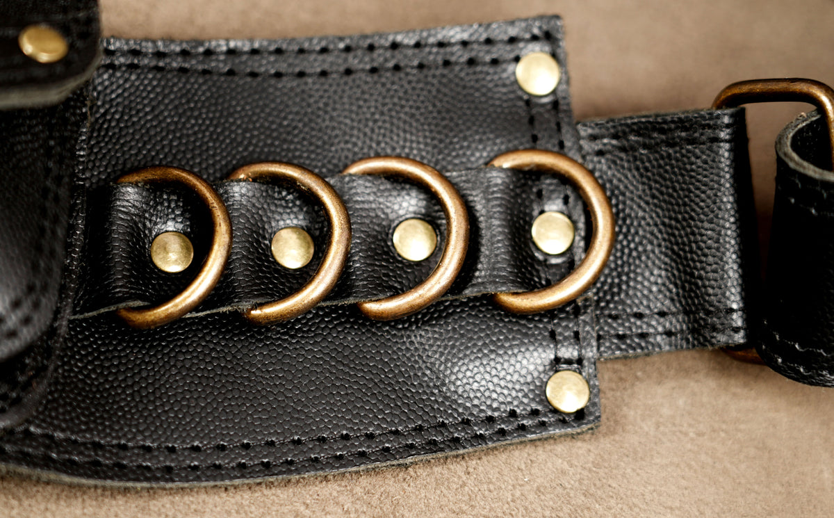 Leather belt bag with small side pouch