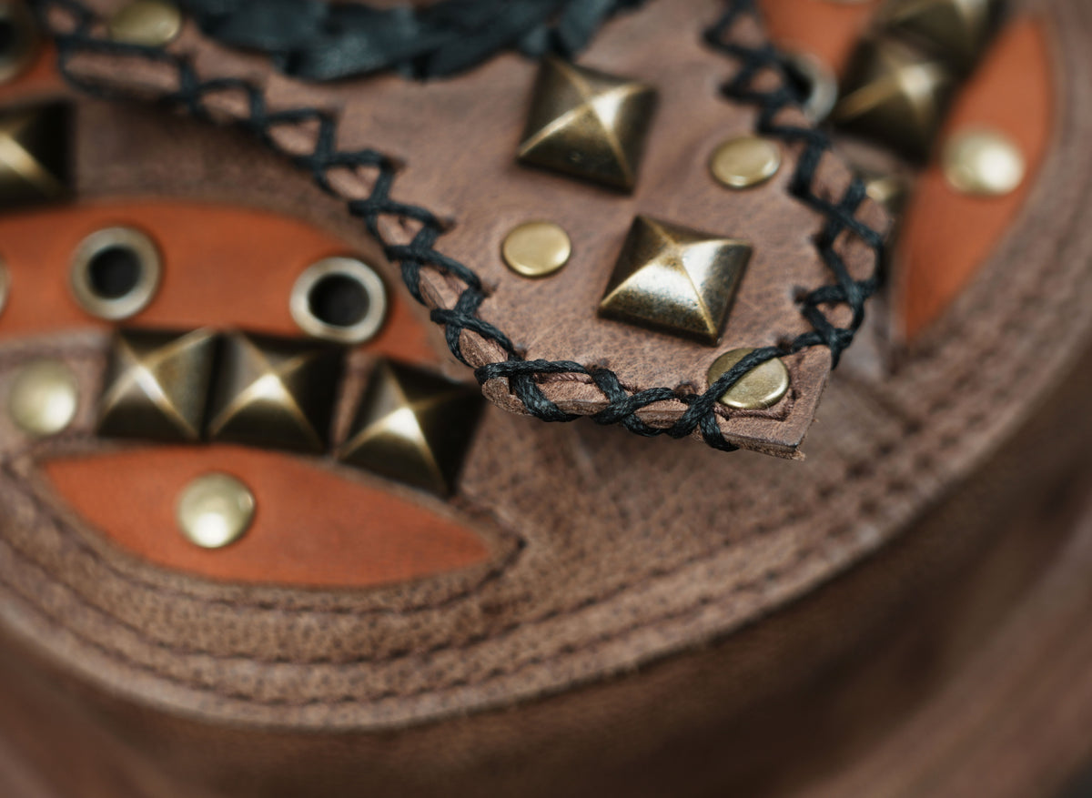 Leather body harness with two side pouches