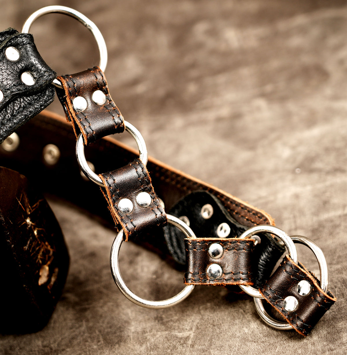 Leather festival bag with silver chain connector links