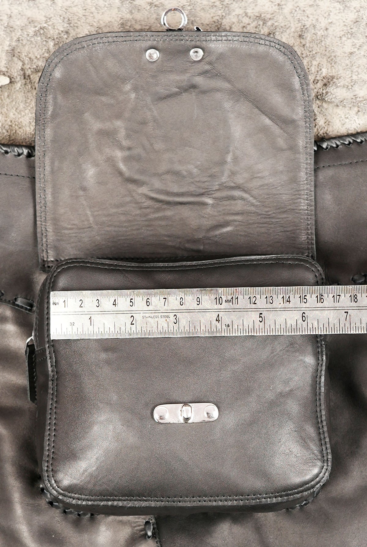 Leather festival belt with central pouch and crystal stone
